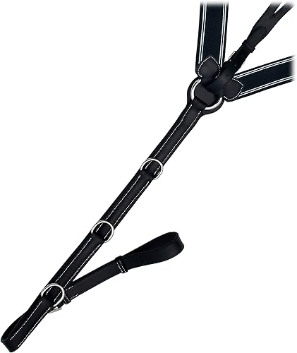 Miniatura 5 de Exion - Pectoral de caballo acolchado elástico de 3 puntos con accesorio para correr, elástico azul marino con líneas blancas  marrón, negro  Peto