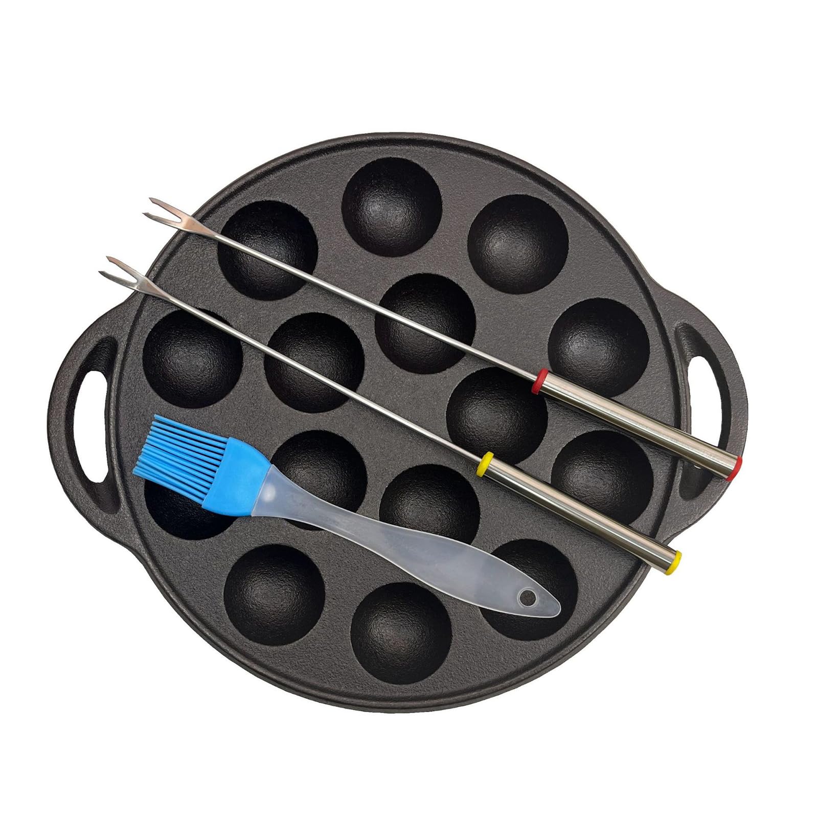 Hsyzygian Multipurpose Cast Iron Cooking Tool Make 15 Uniform Meatballs or Dessert At Once Takoyaki Pan Ideal for Homes Kitchen Wrought Iron Fryingpan