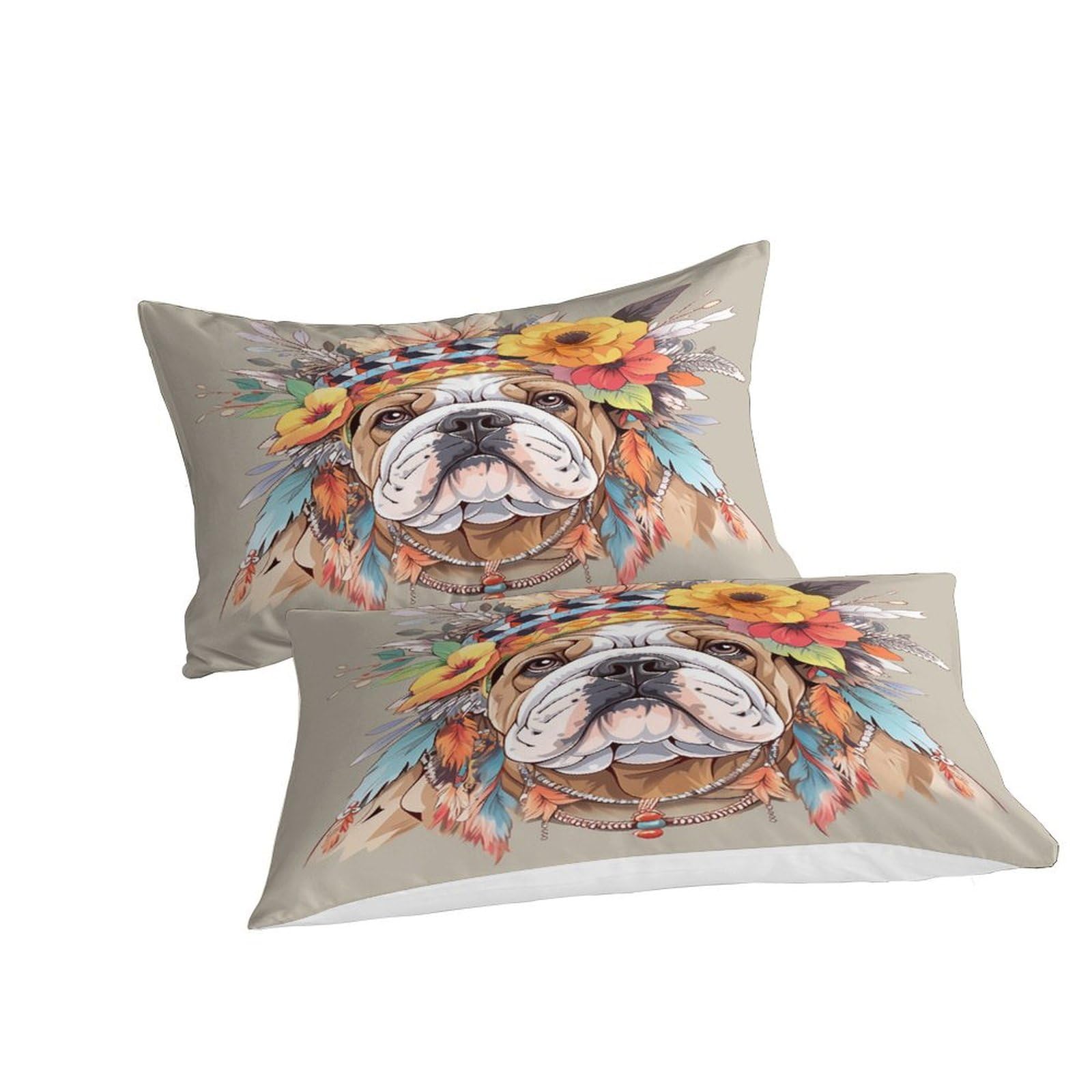 Stampato in 3D BullLuna francese Copertina Stampata Microfibra Disegnata Set Di Biancheria Da Letto Ipoallergenico Con 2 Federe,Double（200x200cm）, Per Adolescenti E Adulti