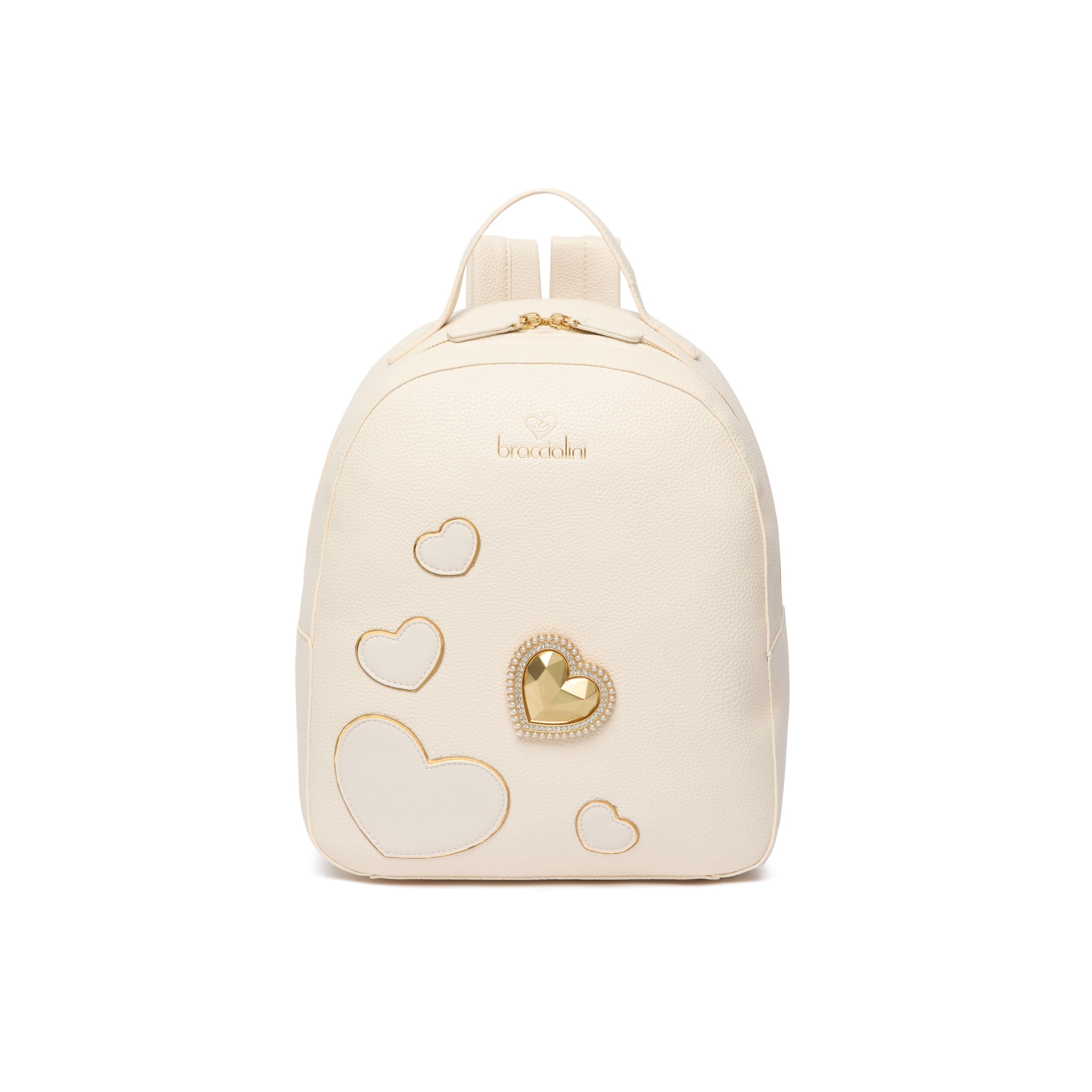 Braccialini Beth Patch Zaino Donna con Cuori in Rilievo e Zip