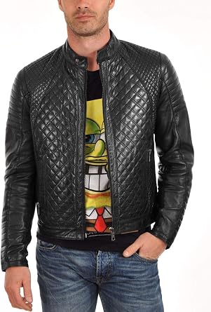 Laverapelle Mens Genuine Lambskin Leather Jacket Black, Quilted Jacket - 1501491