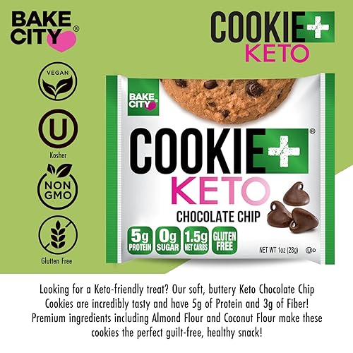 Miniatura 13 de Bake City Cookie Plus Keto | Galletas de capuchino de 1 onza (paquete de 12), sin gluten, 0.00 oz de azúcar, solo 0.06 oz de carbohidratos netos,