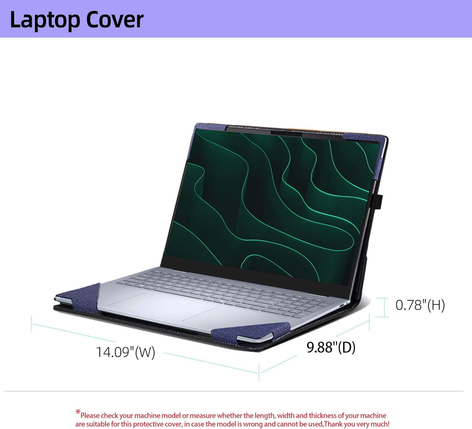 Laptop Case for Dell 16 DC16250 | 16 Plus DB16255 [Note Other Models] All Inclusive Drop Case 16" PU Leather Protective Bag Detachable Shell (Blue)