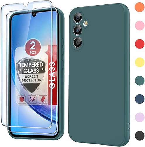 LeYi Funda para Galaxy A34 5G, funda Samsung A34 con 2 protectores de pantalla de vidrio templado para mujeres y hombres, funda protectora delgada