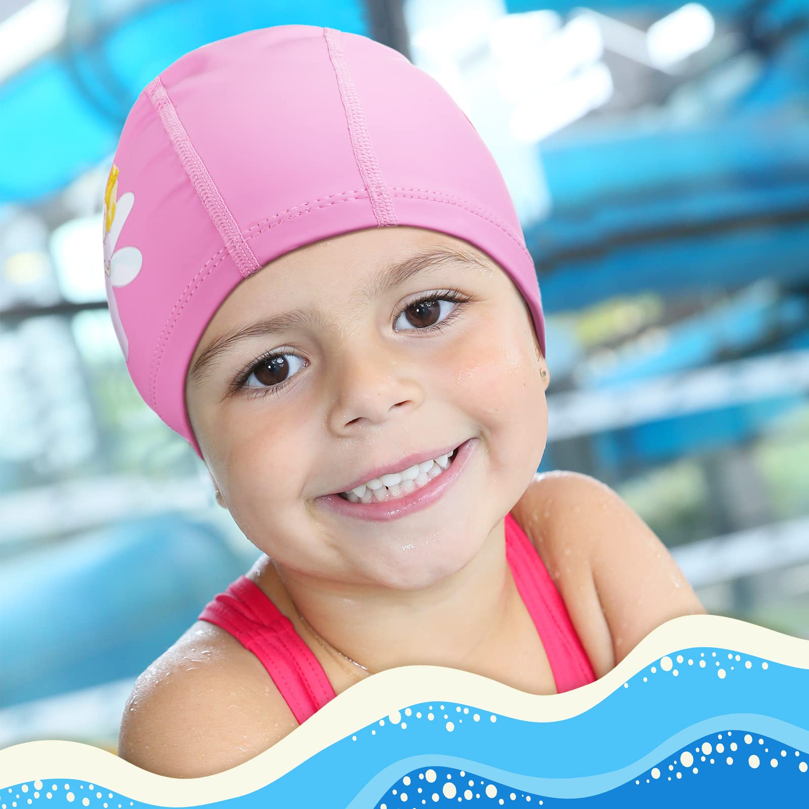 2 Pieces Kids Swimming Caps for Kids, Toddler, Children, Boys and Girls, Kids Waterproof Bathing Swim Cap for Long and Short Hair (Elf, Mermaid) 4