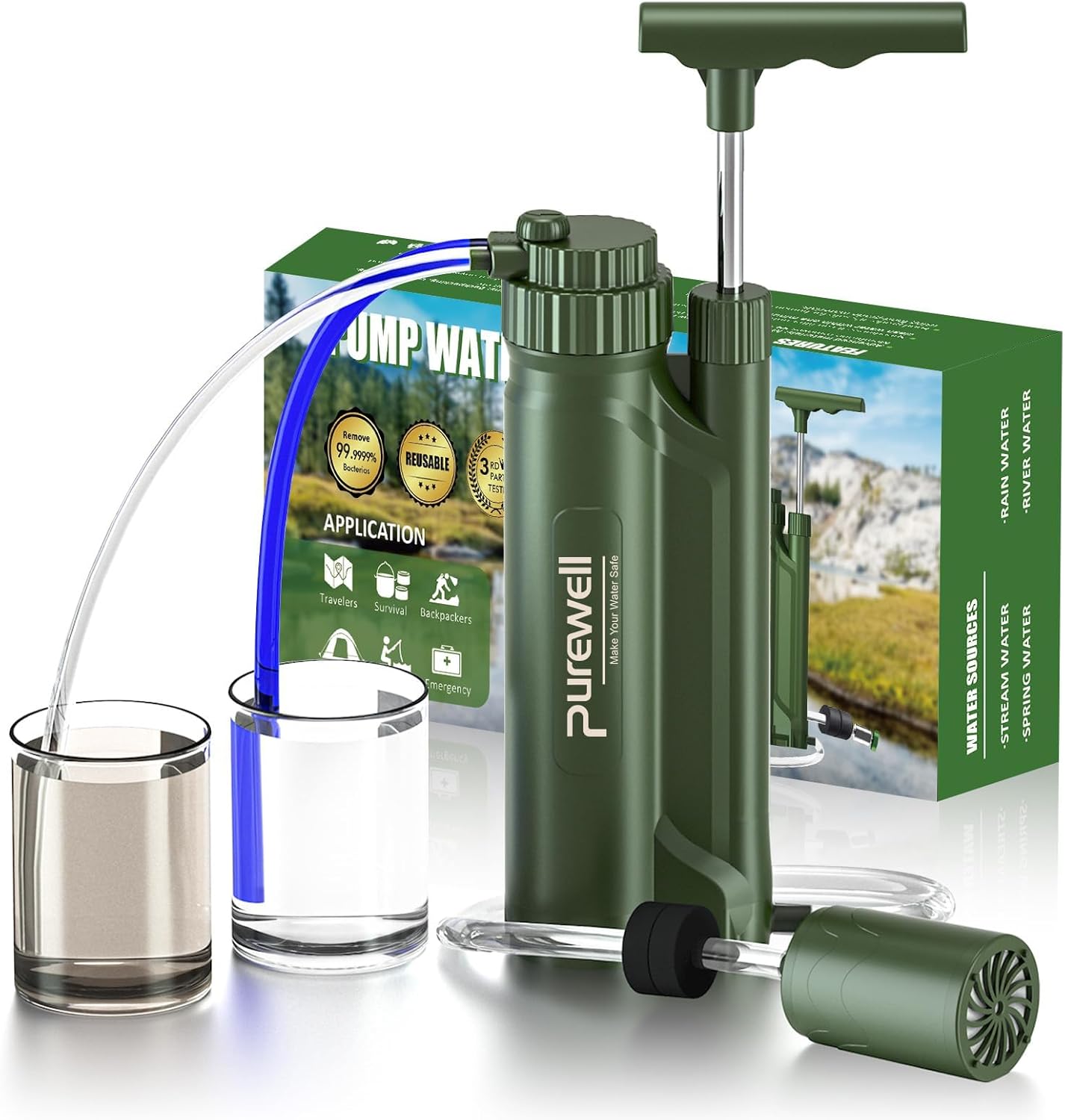 Water Purifier Pump with 3-Stage Filtration Carry-Size