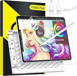 YWXTW Pacote com 2 protetores de tela com toque de papel para iPad Pro de 11 polegadas (M5/M4) 2025/2024 + pontas de substituição para Apple Pencil, filme fosco antirreflexo com bandeja de fácil