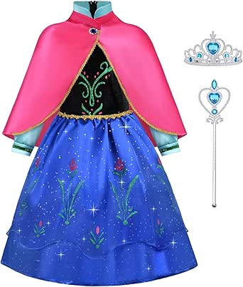 ACWOO Disfraz Niñas, Disfraz Princesa Niña, Vestido Princesa Niña con Accesorios de Corona y Varita, Disfraz niña Hallow