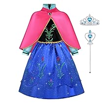 ACWOO Vestito Costume Principessa, Bambina Vestito con Mantello, Costume Vestito Bambina Principessa per Cosplay Party Halloween Natale, Carnevale Compleanno Festa