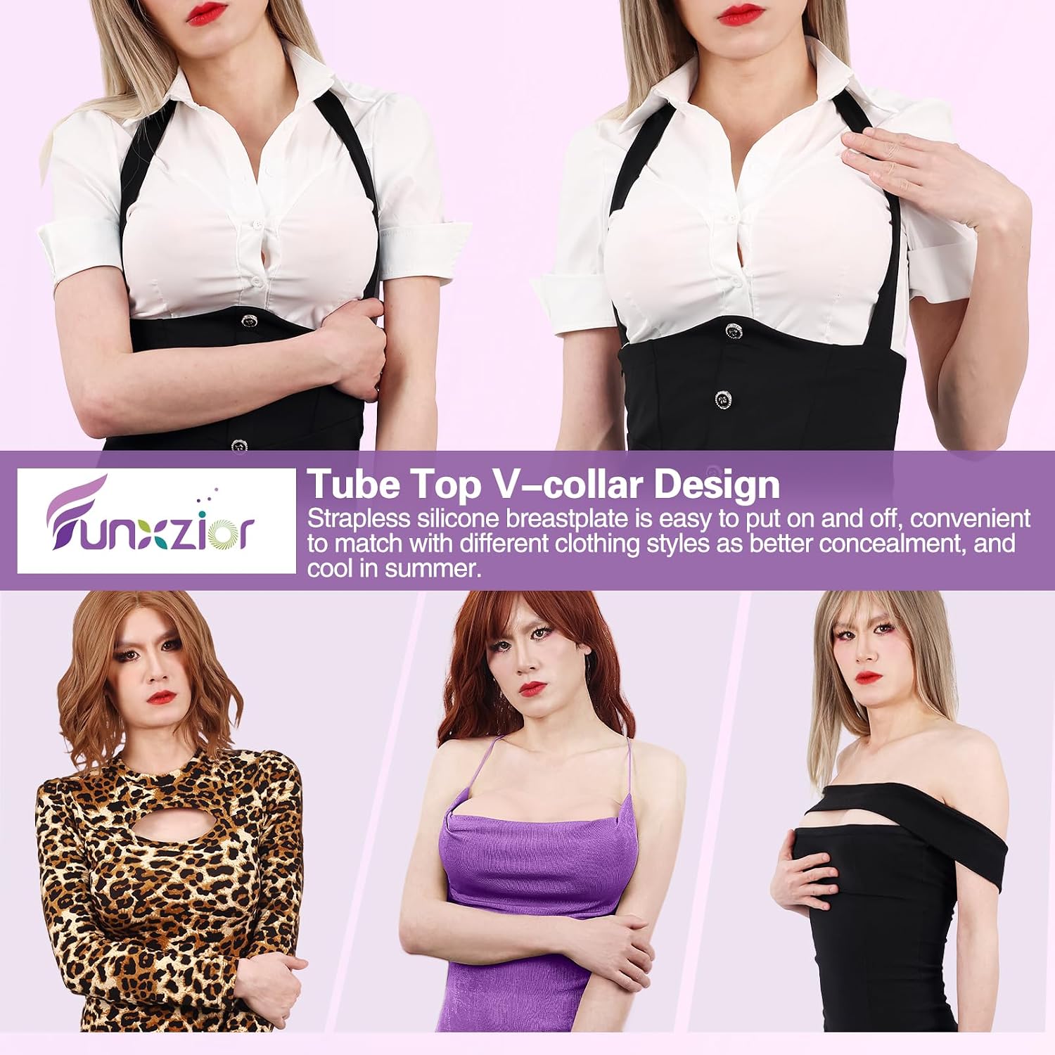 Strapless Breast Plates Crossdresser Silicone Filled Breastplate Tube Top Fake Boob False Breasts for Trans Women