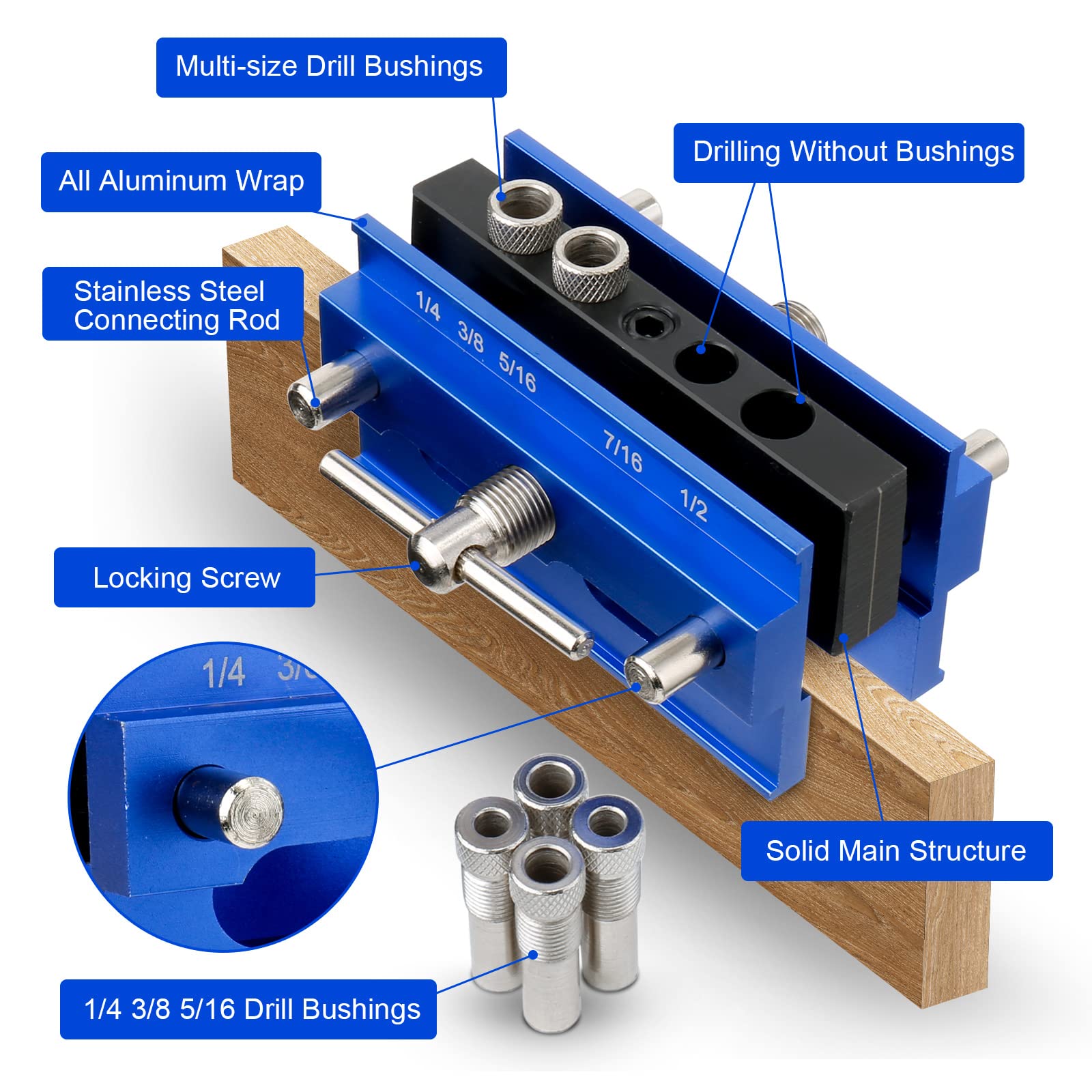 Huolimm Dowel Jig Drill Jig For Straight Holes Adjustable Multi...
