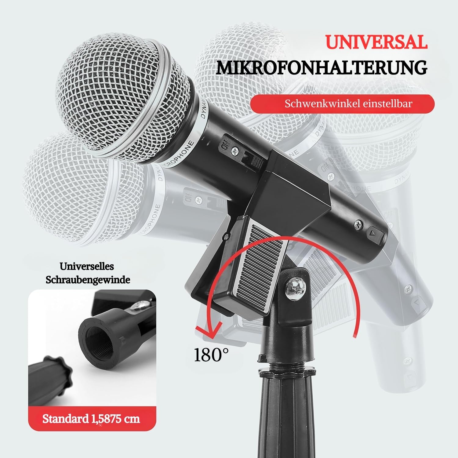 Pyle Mikrofonständer mit Rundfuß – Höhenverstellbares Mikrofonstativ 85–152 cm mit 5/8" (16 mm) Gewinde – Stabil & kompakt für Bühne, Studio, Sprachaufnahme, Auftritt, Podcast & Proberaum