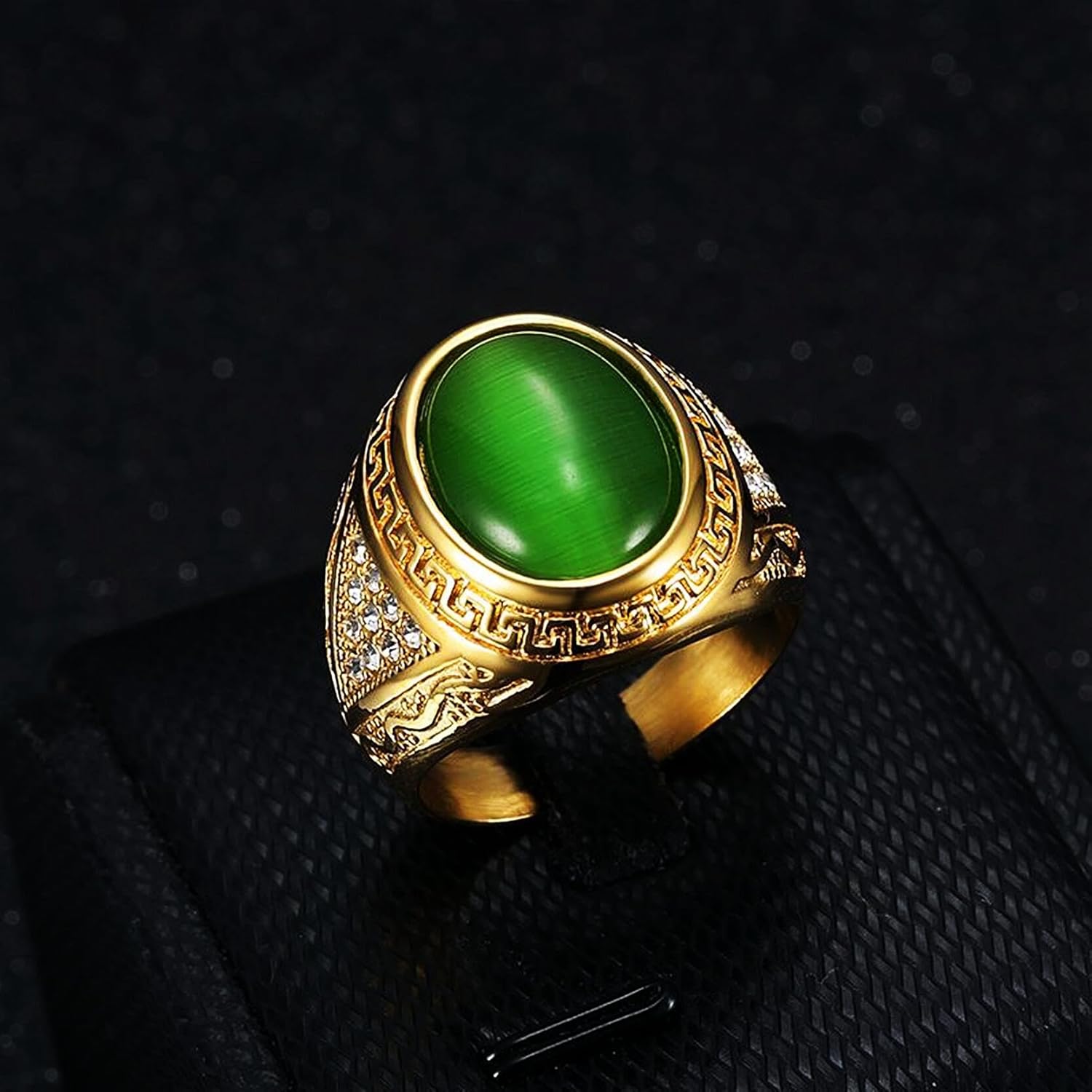 ICED OUT Turquoise Oval Stone Ring for Men Stainless steel ring CZ diamond Ring for Men Iced Out Jewelry for Men rings for Christian Heavy Metal ring Party - Image 2