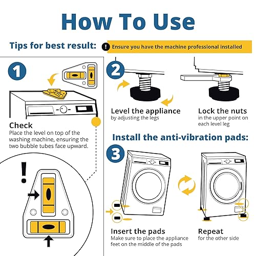 Miniatura 6 de Silent Guys Almohadillas antivibración resistentes para lavadora – Paquete de 4 almohadillas de vibración para lavadora, alfombrilla antivibración