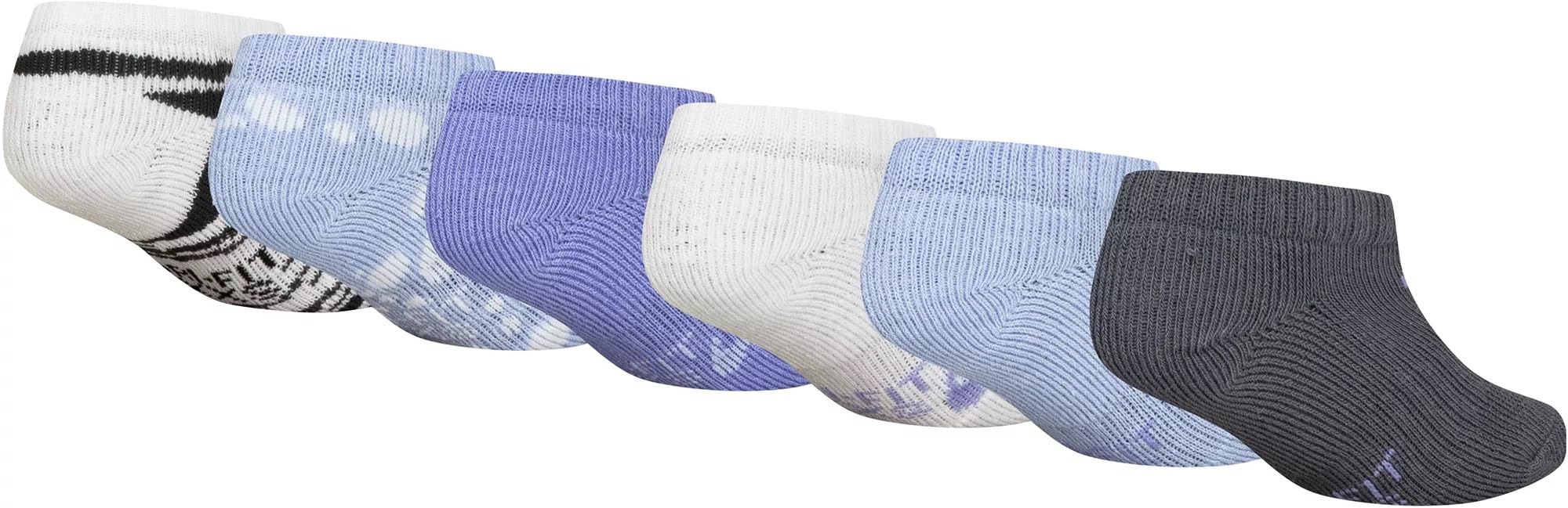 Nike Little Kids Dri-FIT Graphic Cushioned No Show Socks 6 Pack (B(GN0677-U8G)/W, 4-5)