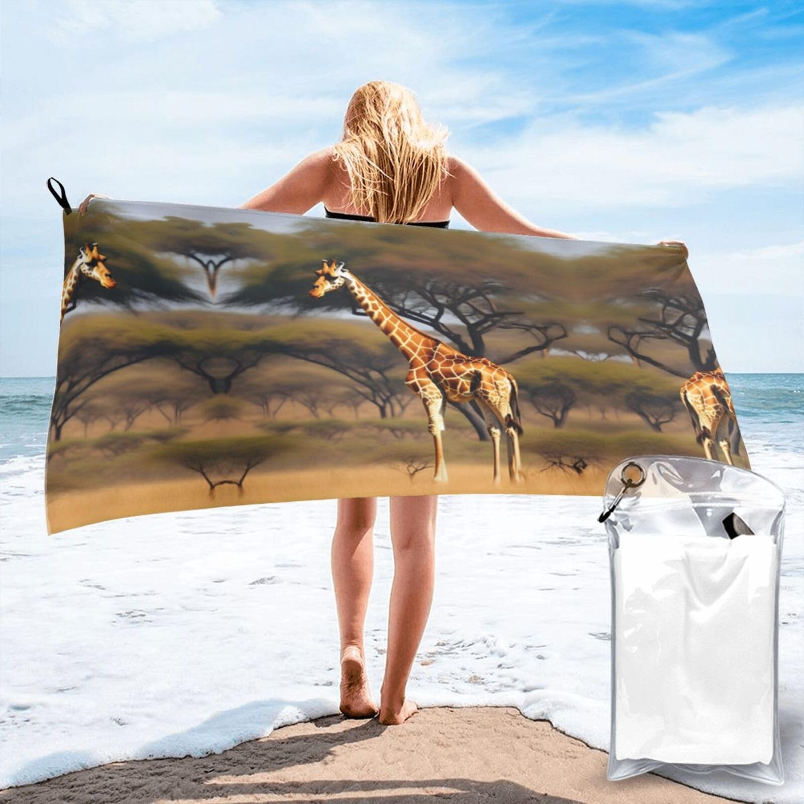 Serviette microfibre Afrique girafe drap de plage séchage rapide pour voyage