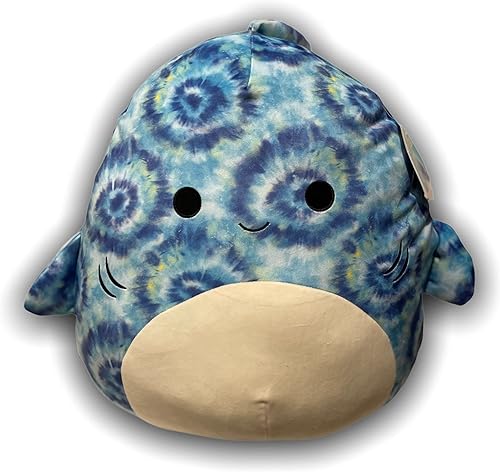 Squishmallow S Oficial Kellytoy - Animales de juguete blandos de felpa suave de 16 pulgadas (Luther el tiburón)