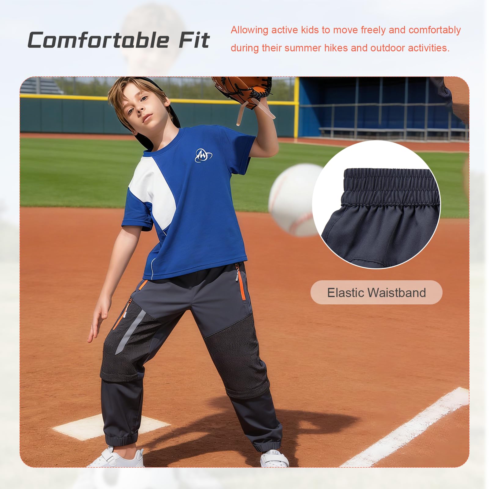 SUKUTU Pantalones 2 en 1 con Cremallera para niños y niñas Senderismo de Verano Convertibles Secado rápido Pantalones Cortos