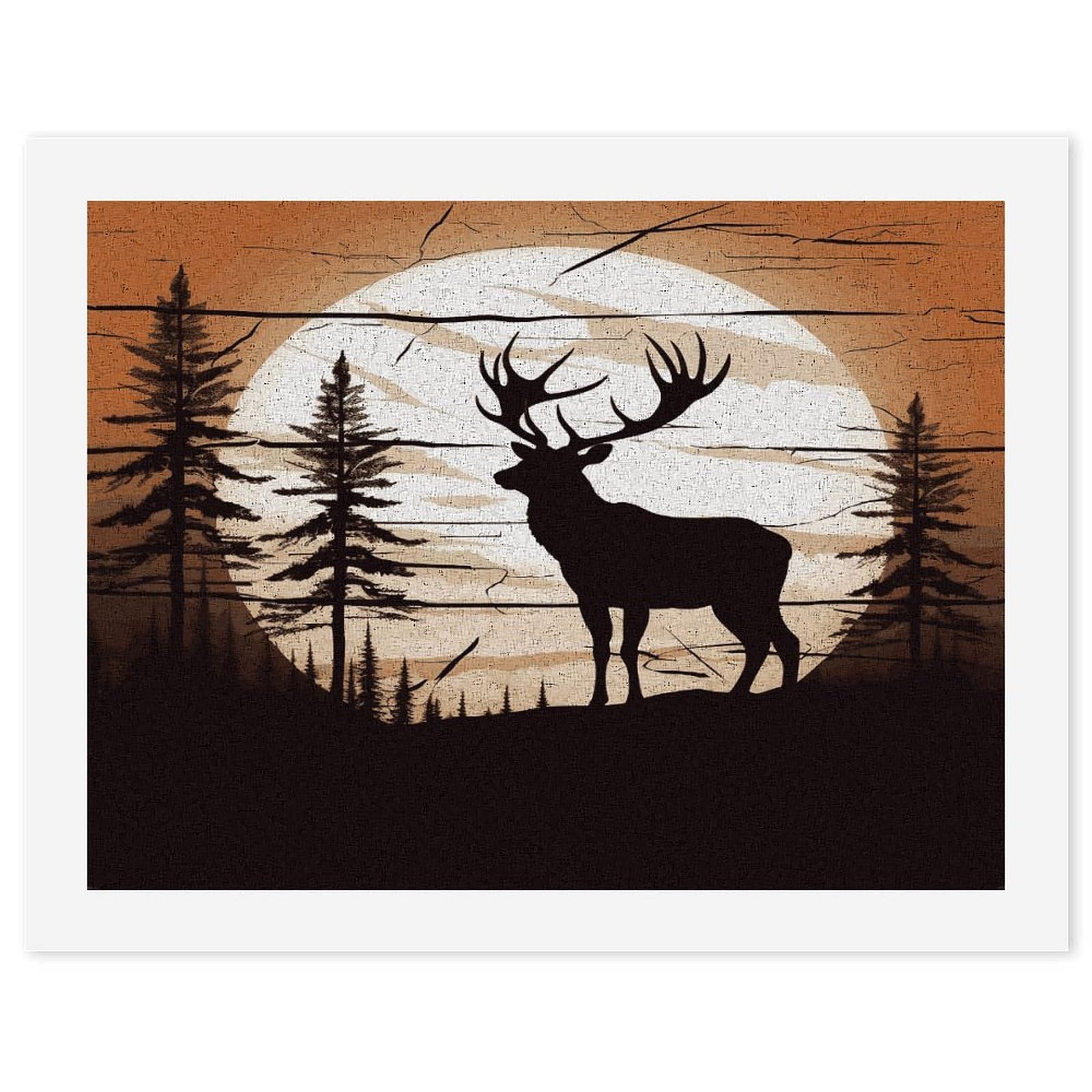 LDGSUPH Wild Elk Silhouette Paint by Numbers Kits for Adults Beginners Exquisite Digital Oil Painting Kits Painting Anti-fading Canvas Wall Art DIY Gift for Home Wall Decor