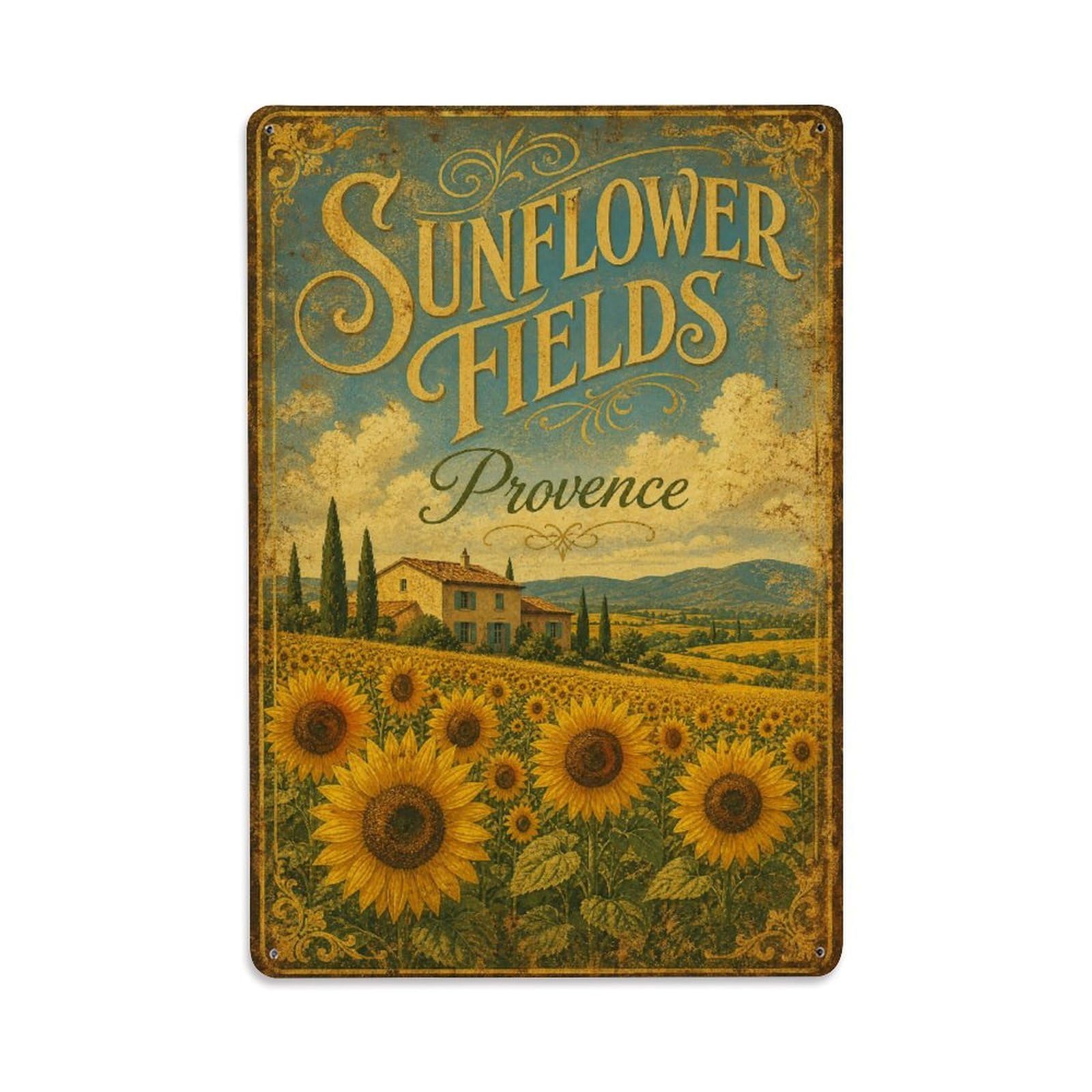 Gead 8X12inch Style Vintage Travel Sunflower Provence Summer Metal Tin Sign