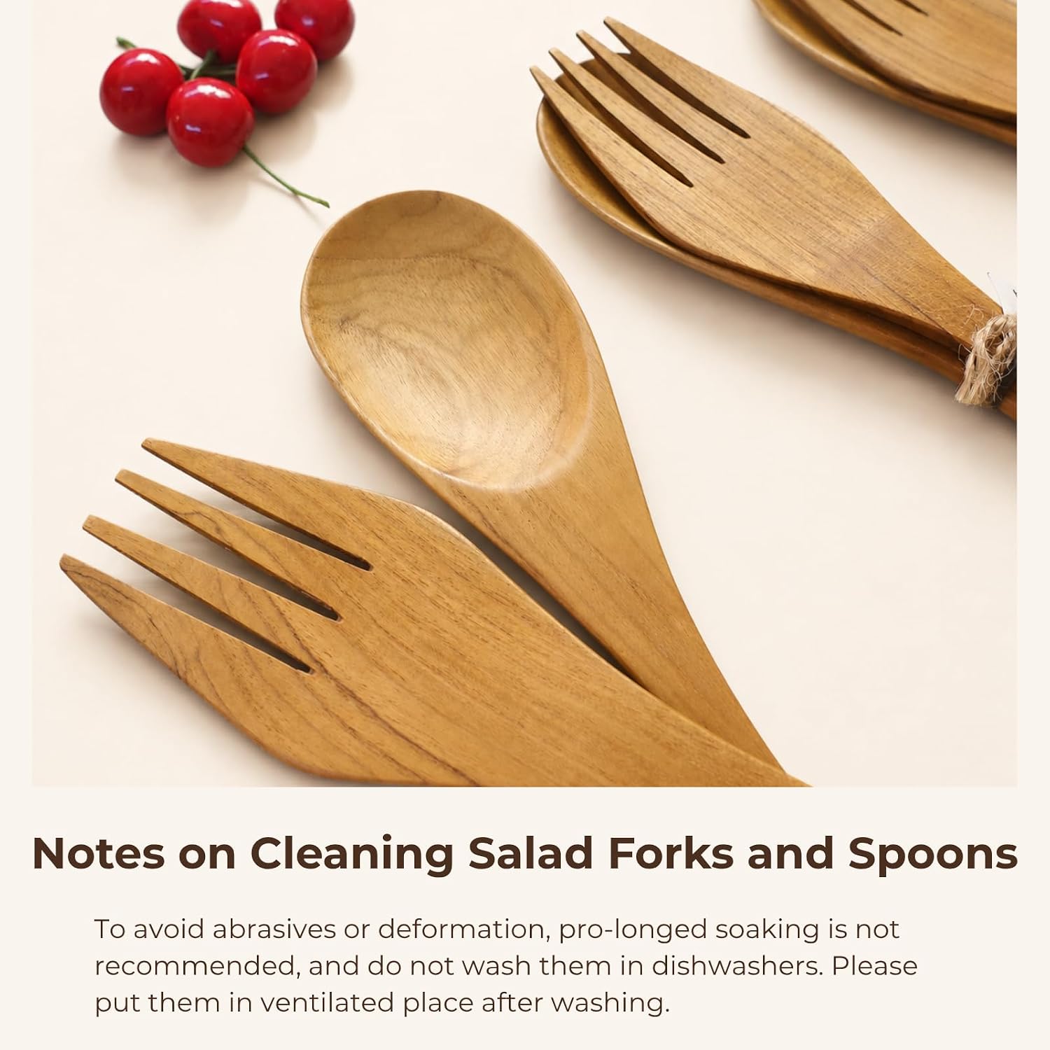 12-inch Teak Salad Servers, Wooden Salad Tongs for Serving Salad Mixes, Salad Serving Utensils for Mixing, Tossing & Cooking,Set of 2