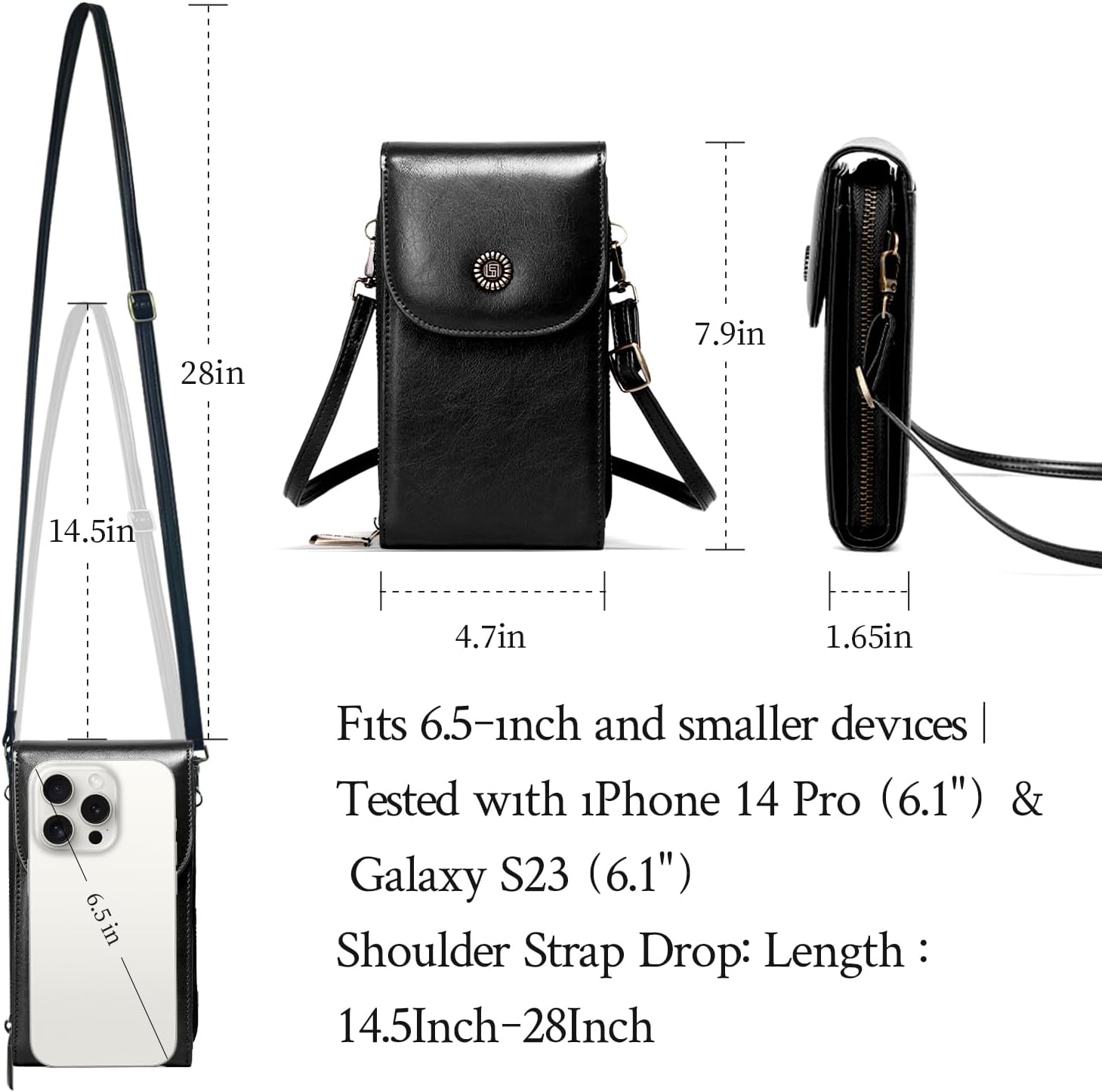 Satoshi Vegan Leather Small Crossbody Bags for Women – RFID-Blocking Phone Wallet Purse - Image 3