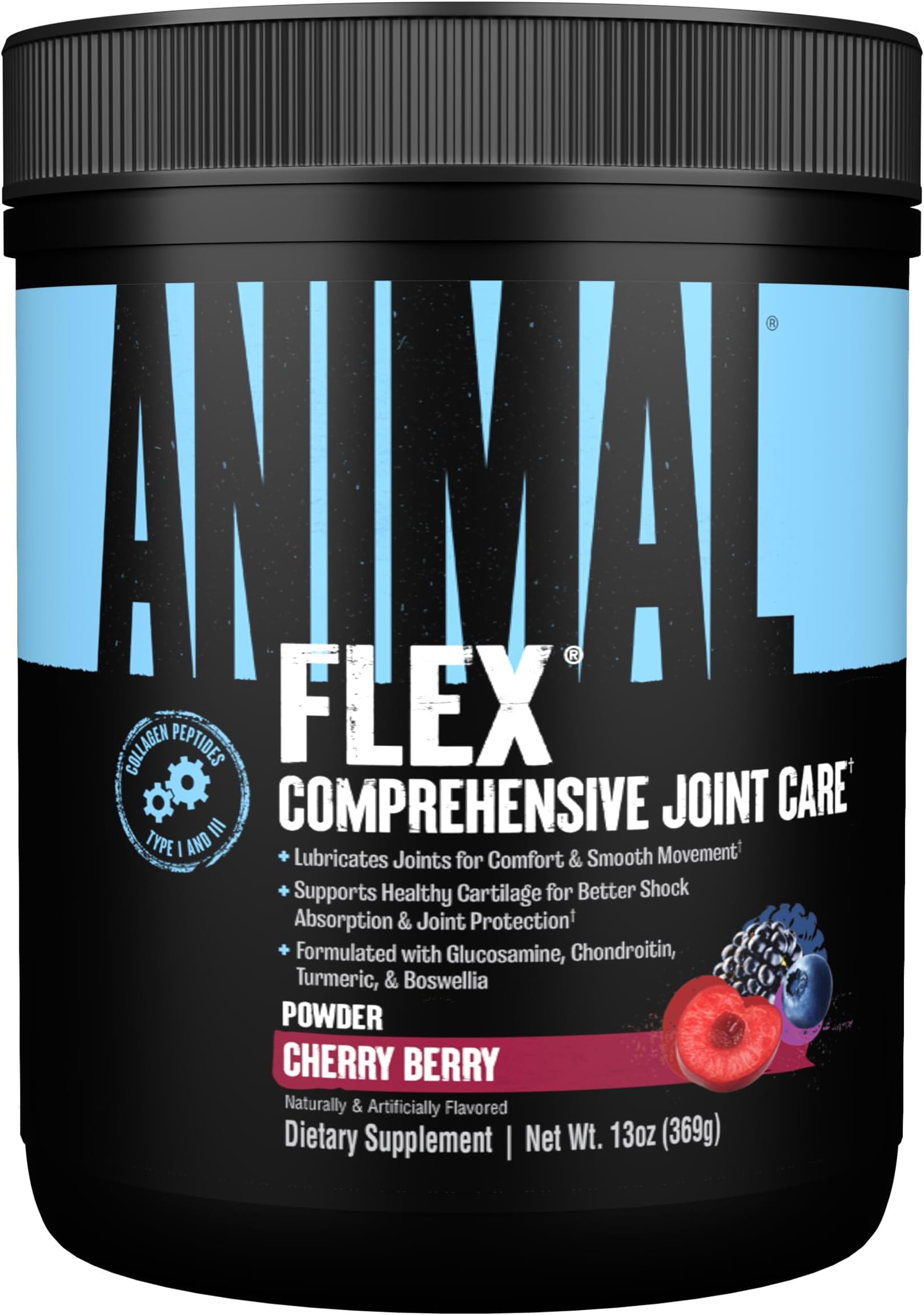 ANIMAL Flex Comprehensive Joint Care - 4 Unique complexes for Joints, Bones, and Cartilage - with Vitamins A and E, glucosamine, Flaxseed Oil, and hyaluronic Acid - Cherry Berry, 369g