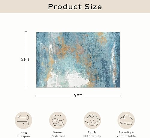 Miniatura 97 de Ashler - Alfombras bohemias vintage de 5 x 8 pies para sala de estar, lavables a máquina con parte trasera antideslizante, alfombra para interiores