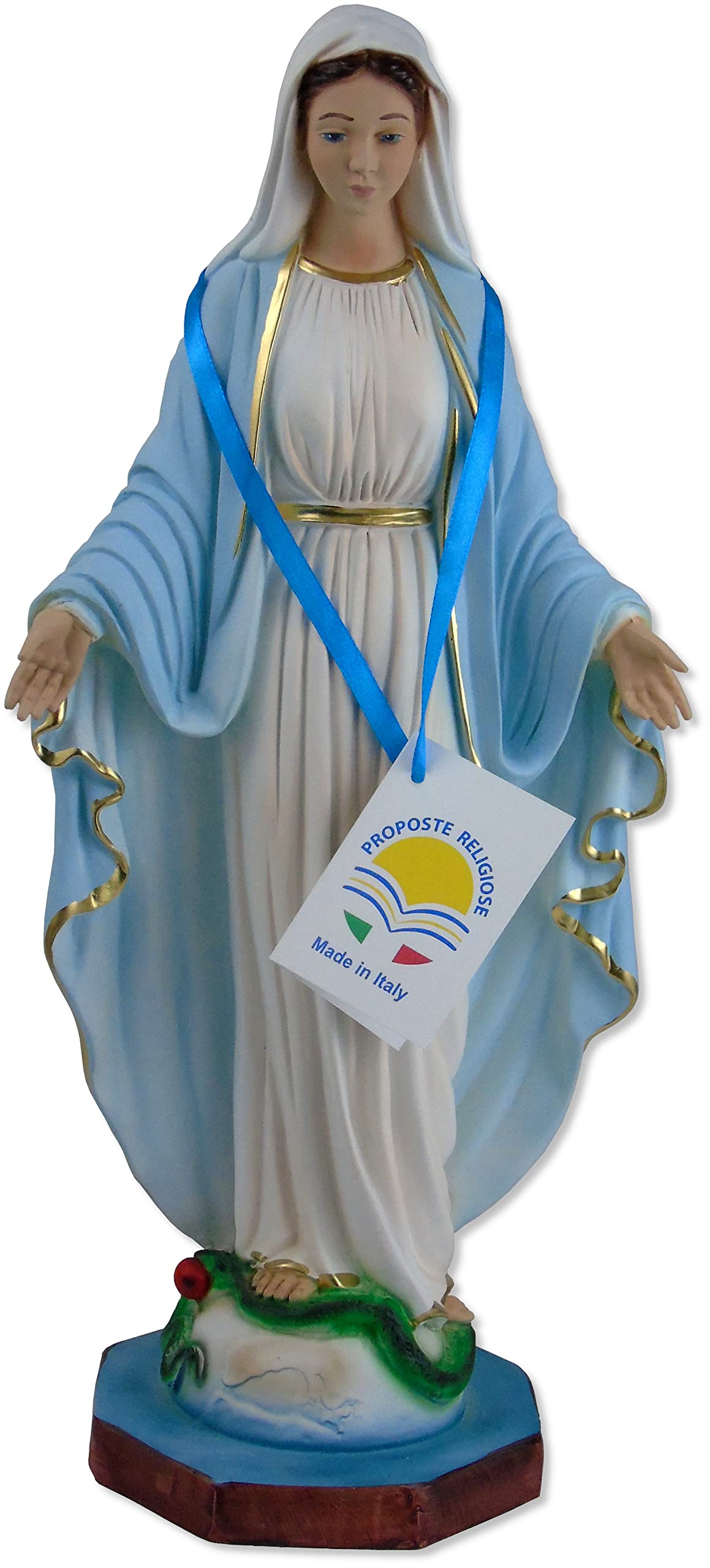 Proposte Religiose Statua della Madonna Immacolata o Miracolosa in Resina. Altezza cm 40. Dipinta a Mano.