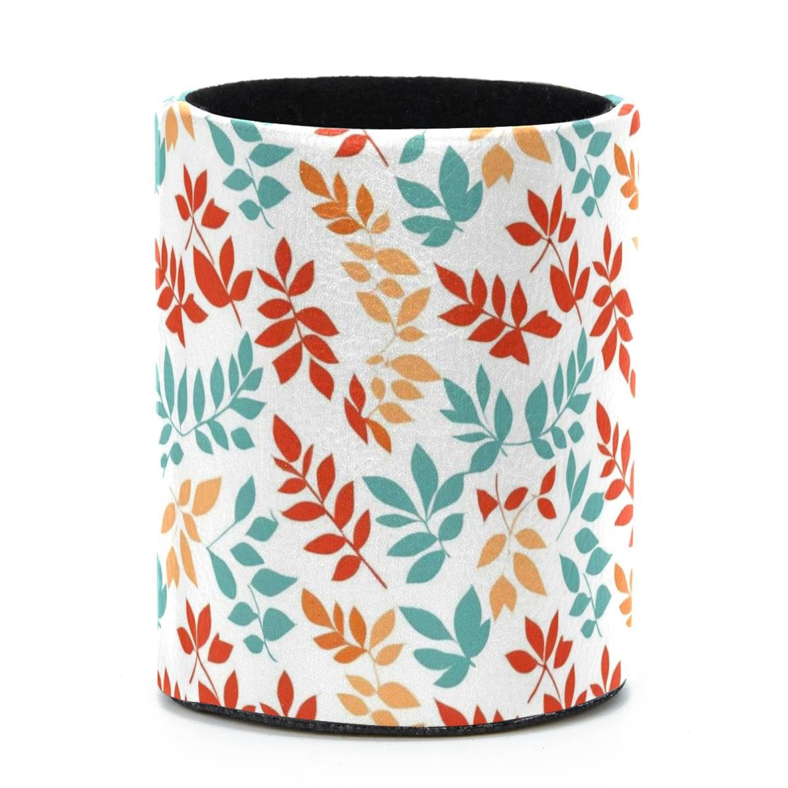 VAPOKF Round Pencil Holders for Desk, Artistic Leaves Pen Holders Pen Pot Makeup Brushes Storage Desktop Stationery Supplies Organiser for Home Office
