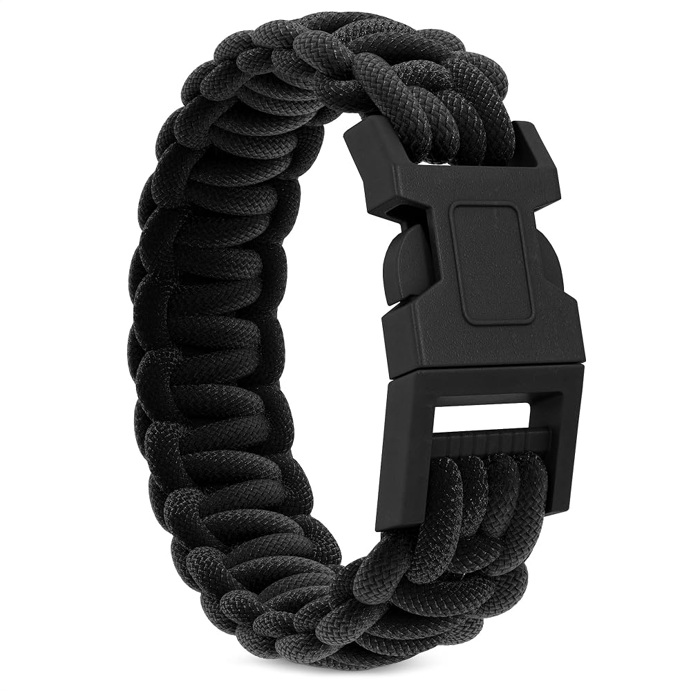 NADOBA Paracord Bracelets for Men and Women, 6.5 Ft Braided Nylon (Black) | Black Paracord Bracelet Fits 8.7" Wrist; Hand Accessory with Quick-Release Buckle for Camping, Hiking, O