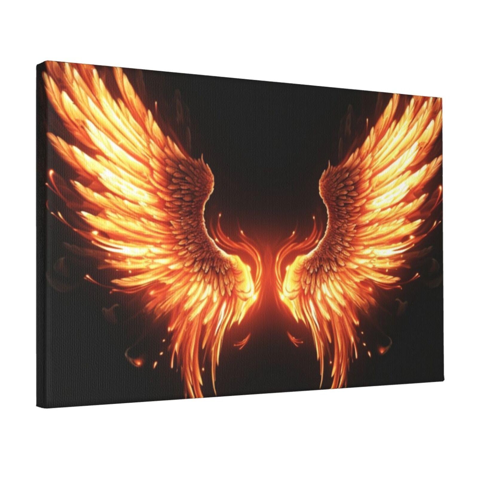DWVTSLH Fire Angle Wings Poster Paintings Canvas Wall Art Bedroom Prints Home Decor Hanging Picture Modern Home Artworks Aesthetic for Living Room Office Wall Decor 12x18in Unframed