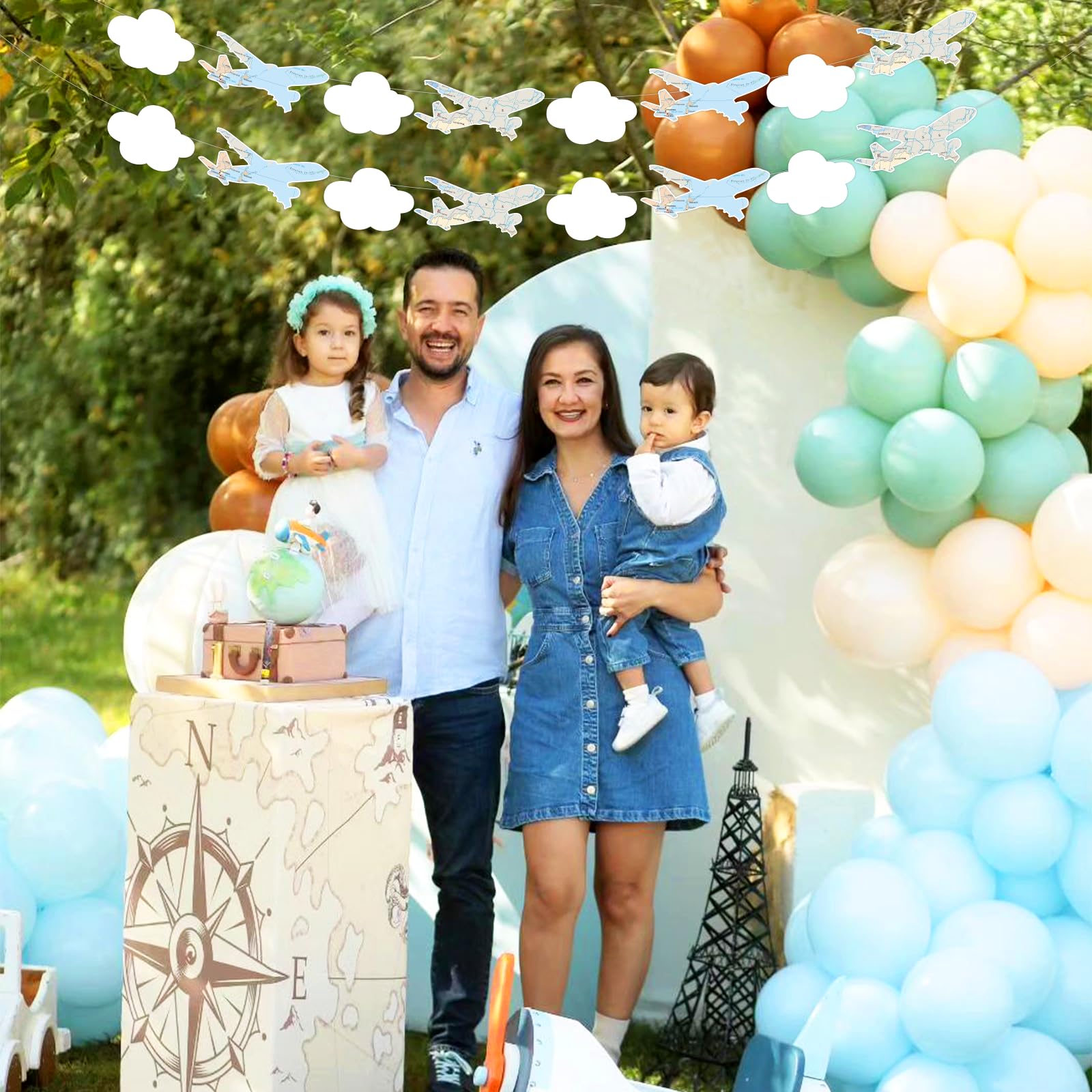 Flugzeug-Geburtstagsbanner 'Up And Away' – Wimpelkette Für Flieger-Themenparty, Kindergeburtstag Oder Babyparty