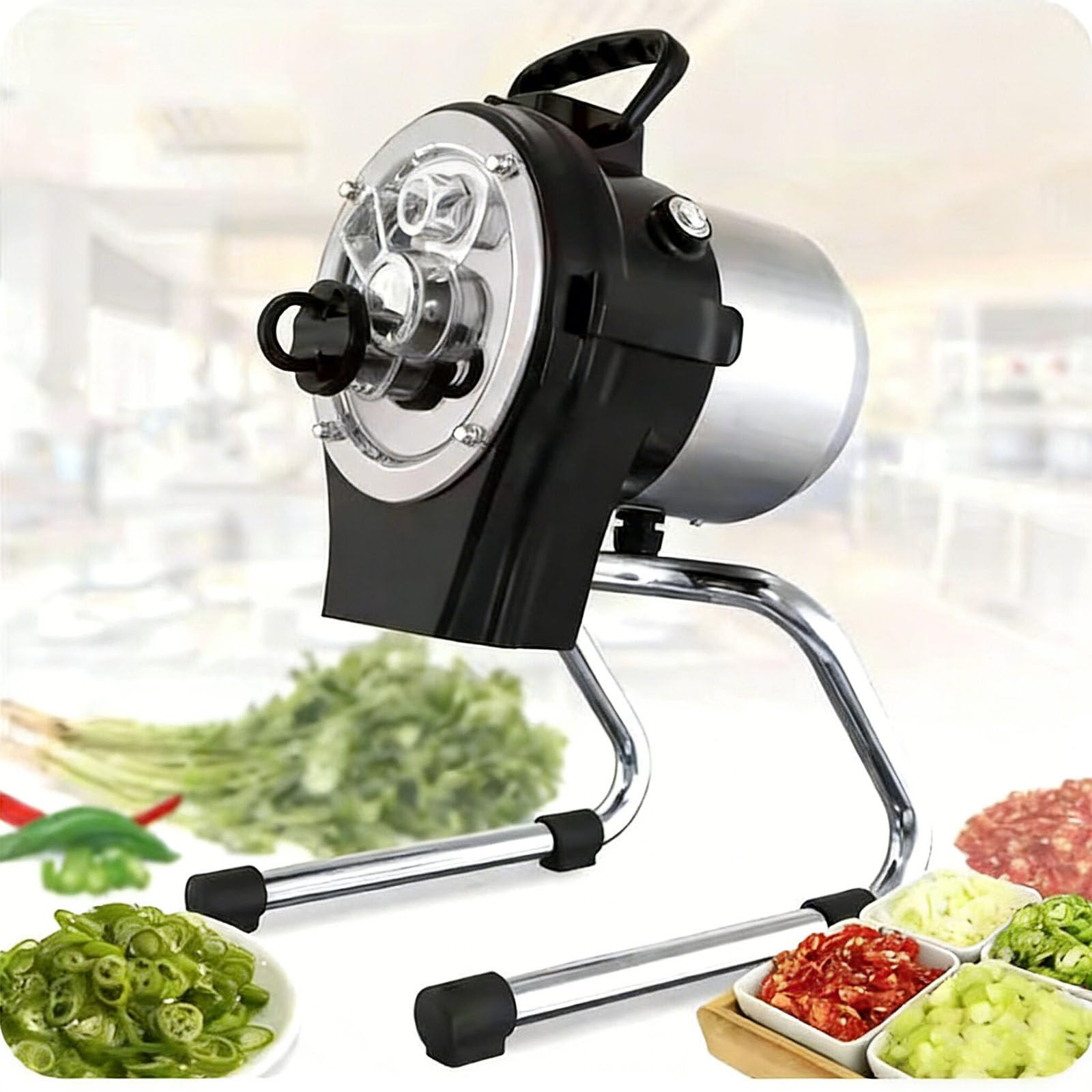 Picadora eléctrica de verduras, trituradora de alimentos, grosor ajustable de 1 a 5 mm, preparación eficiente de alimentos para restaurantes, cantinas, servicio de alimentos