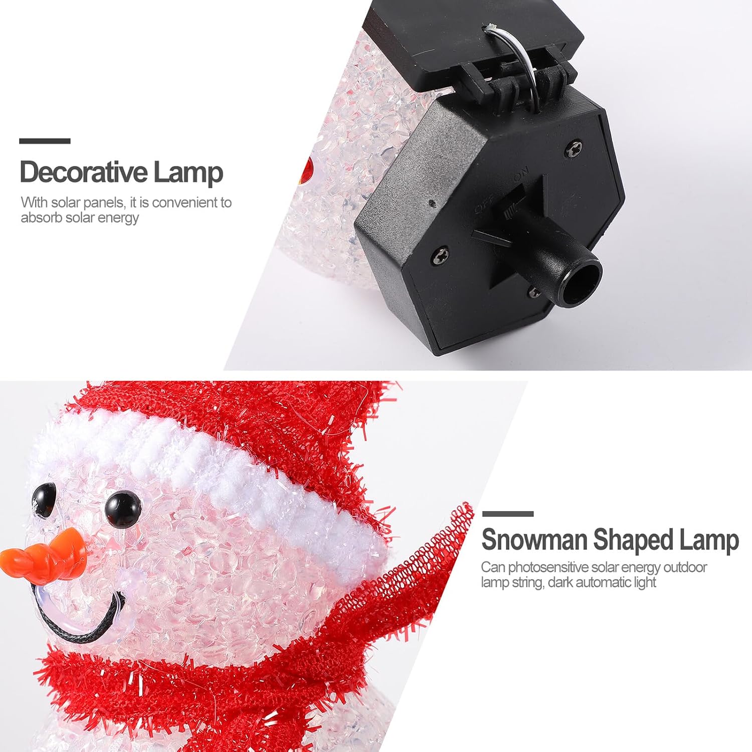 Kisangel 4pcs Christmas Snowman Solar Lawn Lights, Decorative Xmas Festival Night Lights for Garden Patio Yard, Outdoor Landscape Figurine Stake Lamps Random Color