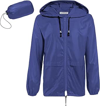 COOFANDY Men's Packable Rain Jacket Waterproof Windproof Hooded Outdoor Raincoat