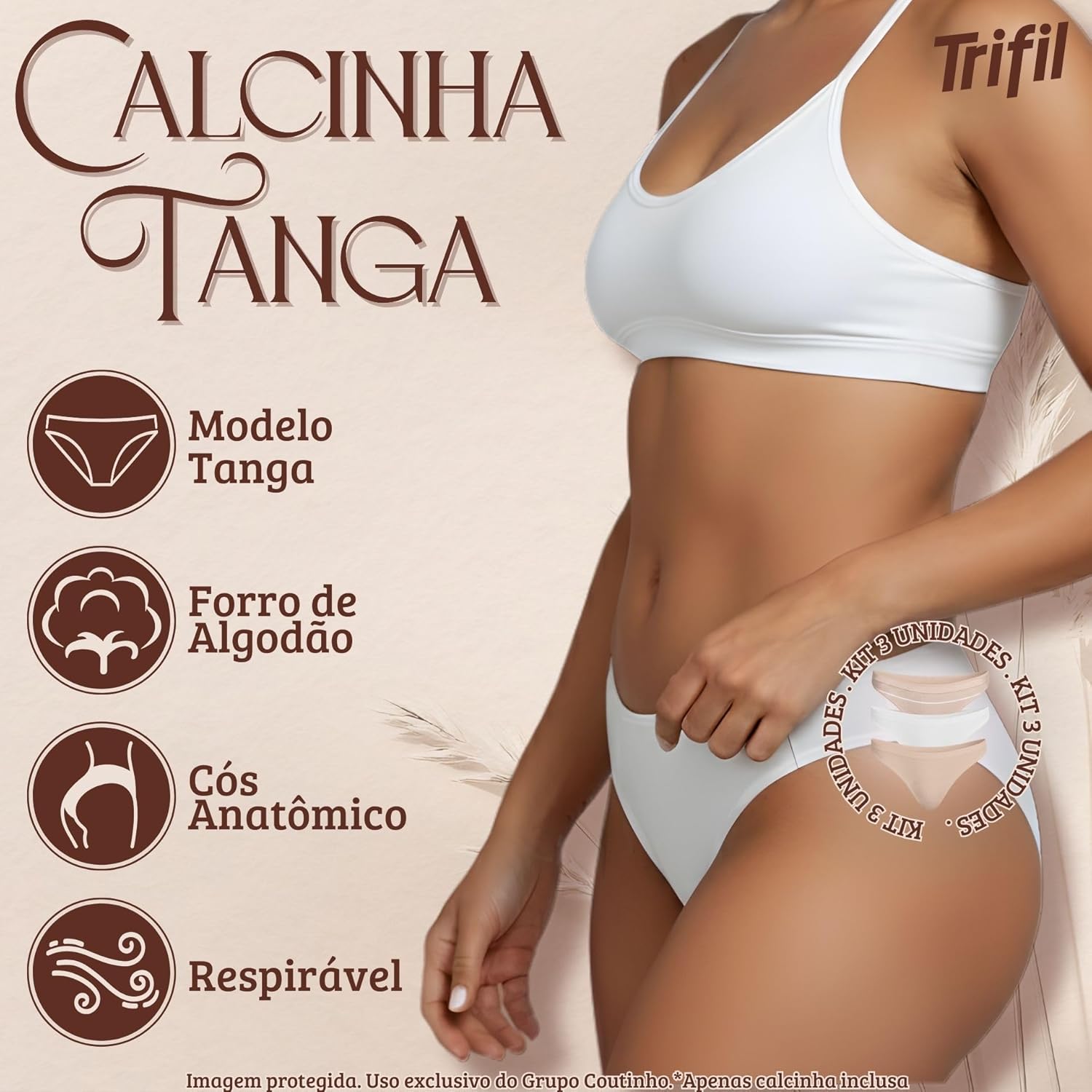 Kit 3 Calcinhas Tanga Trifil Poliamida Sem Costura Forro em Algodão em promoção! Veja a oferta e mais achadinhos de Moda íntima 2 Hoje é o melhor dia para comprar Kit 3 Calcinhas Tanga Trifil Poliamida Sem Costura Forro em Algodão com aquele preço maroto! Promoção! Aproveite a oferta! 2