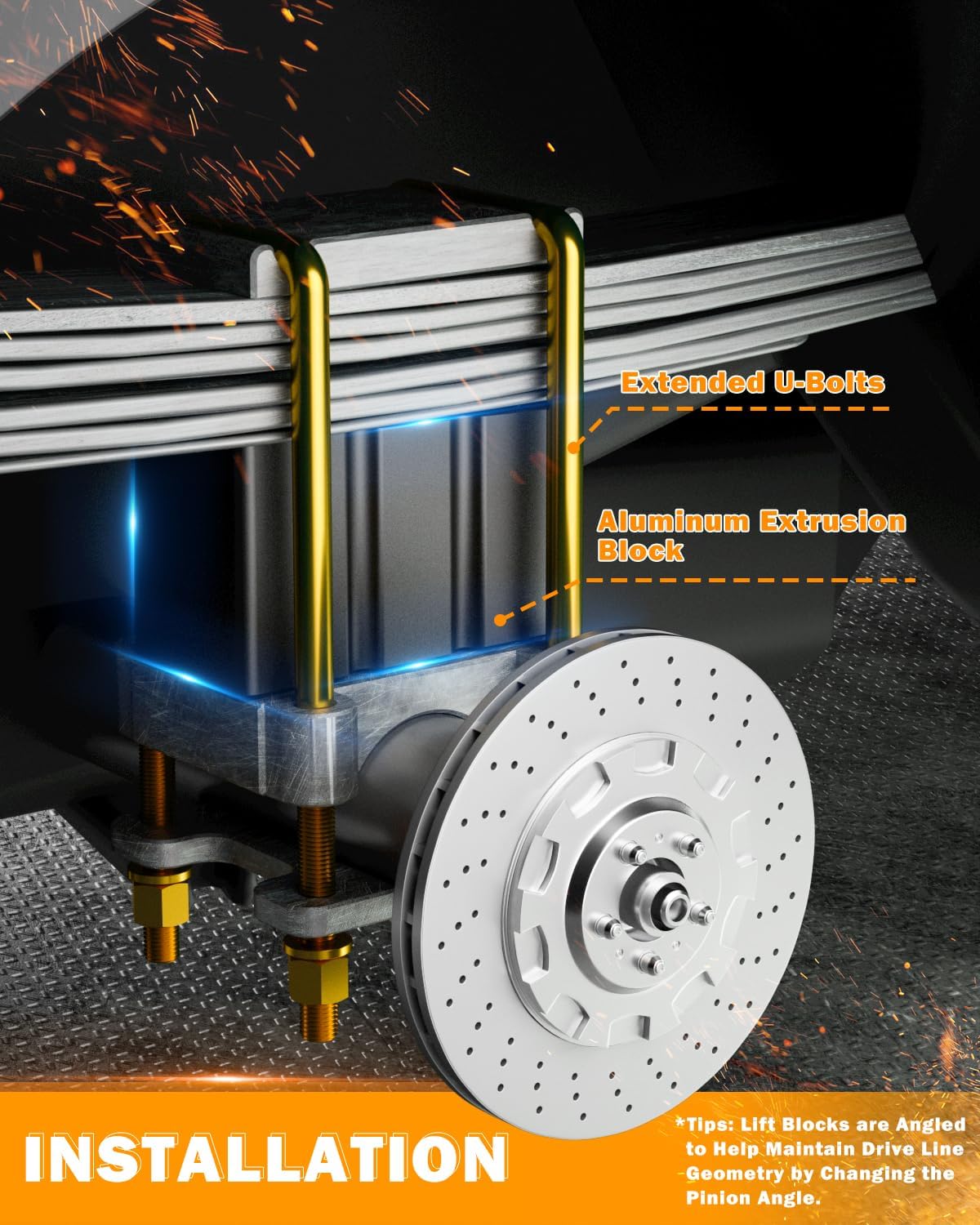 Dynofit Lift Kit for F150, 3" Front Strut Spacers & 3" Rear Aluminum Block with U-Bolts, Front and Rear Full Suspension Leveling Kit for 2004-2020 Ford F-150 2WD 4WD