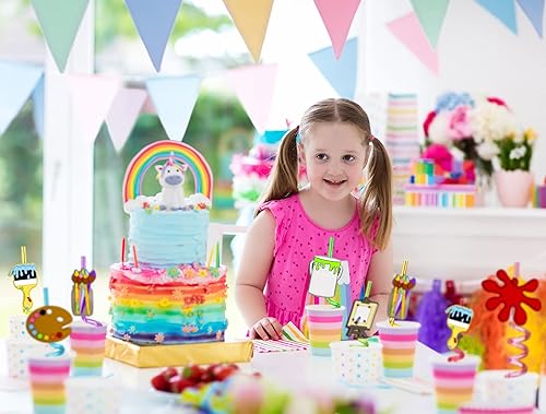 Miniatura 7 de 24 pajitas rizadas para pintura artística para cócteles, bebidas y pinceles, almohadilla de pintura, suministros de fiesta de cumpleaños,