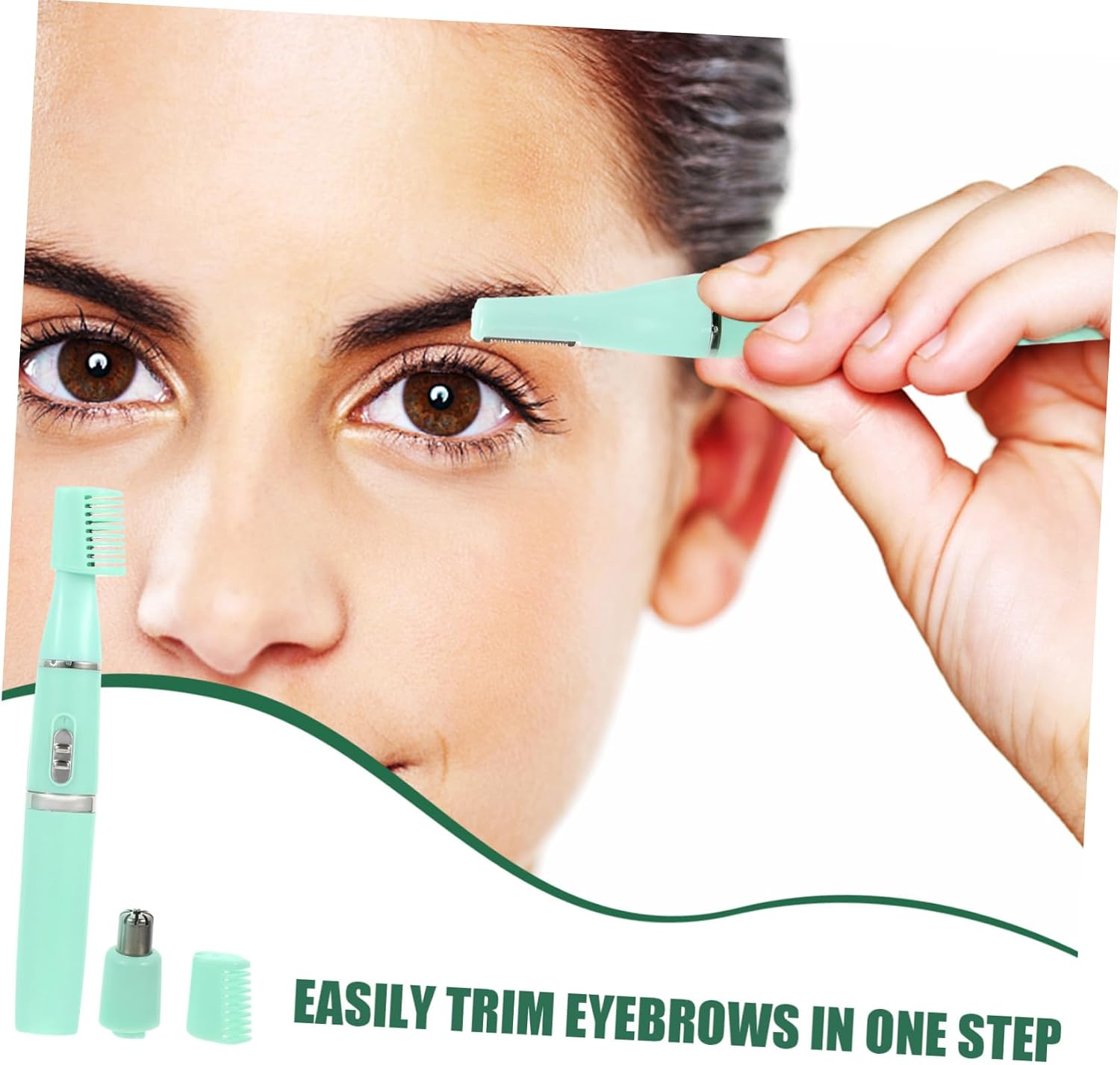 NOLITOY 1pc Electric Eyebrow Trimmer USB Rechargeable Function Ergonomic Design for Easy Hair Removal Safe and Convenient Brow Grooming Tool Green