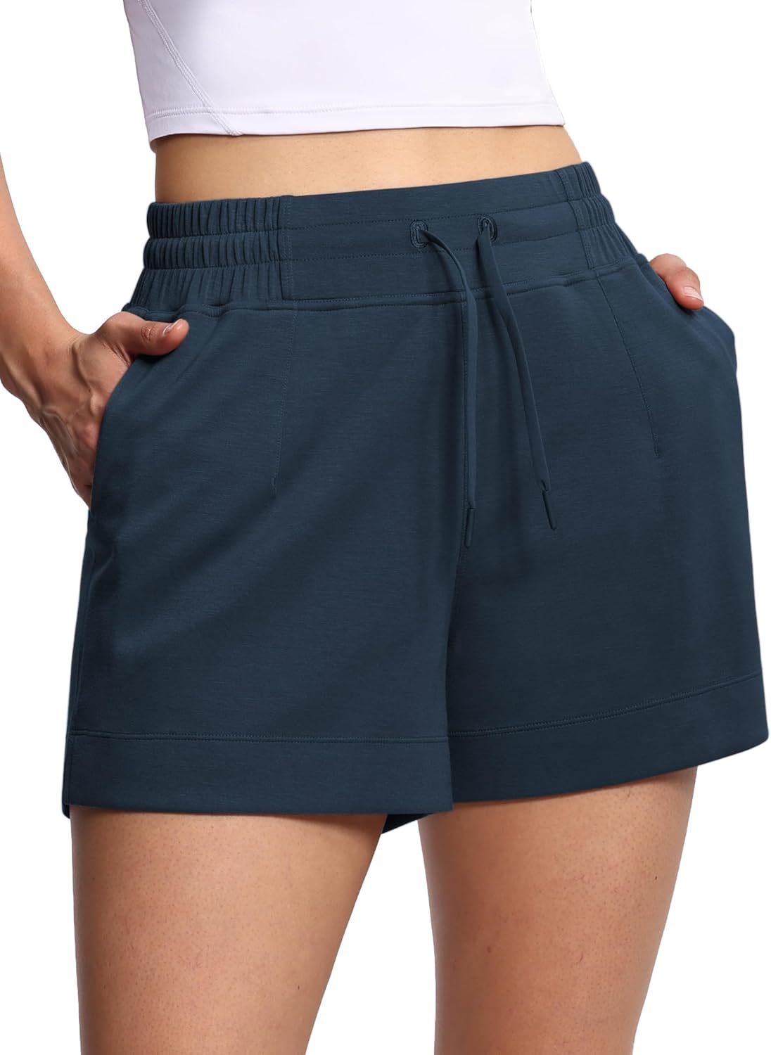 THE GYM PEOPLE Women's Drawstring Sweat Shorts High Waisted Summer Workout Lounge Shorts with Pockets