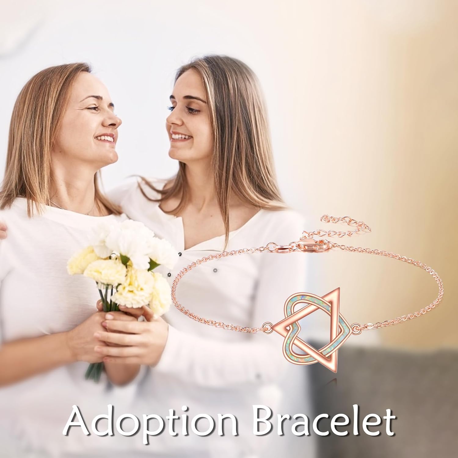 YFN Adoption Bracelet Sterling Silver Adoptive Symbol Charm Bracelet Stepmom Jewelry for Women Gotcha Day Gifts