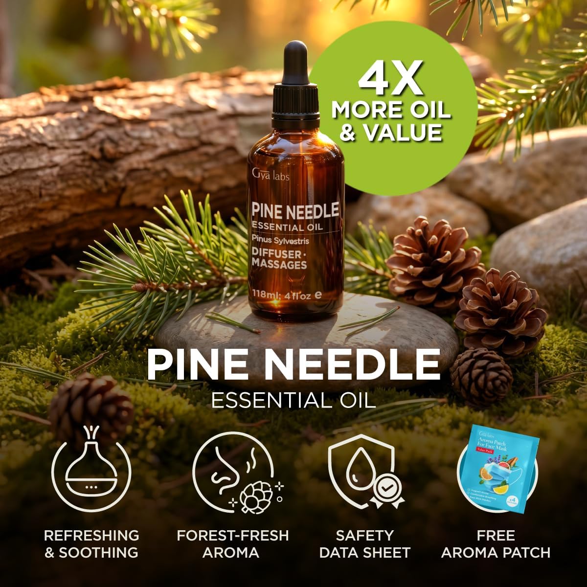 100% Pure Pine Essential Oil for Skin & Diffuser - 4 Fl Oz