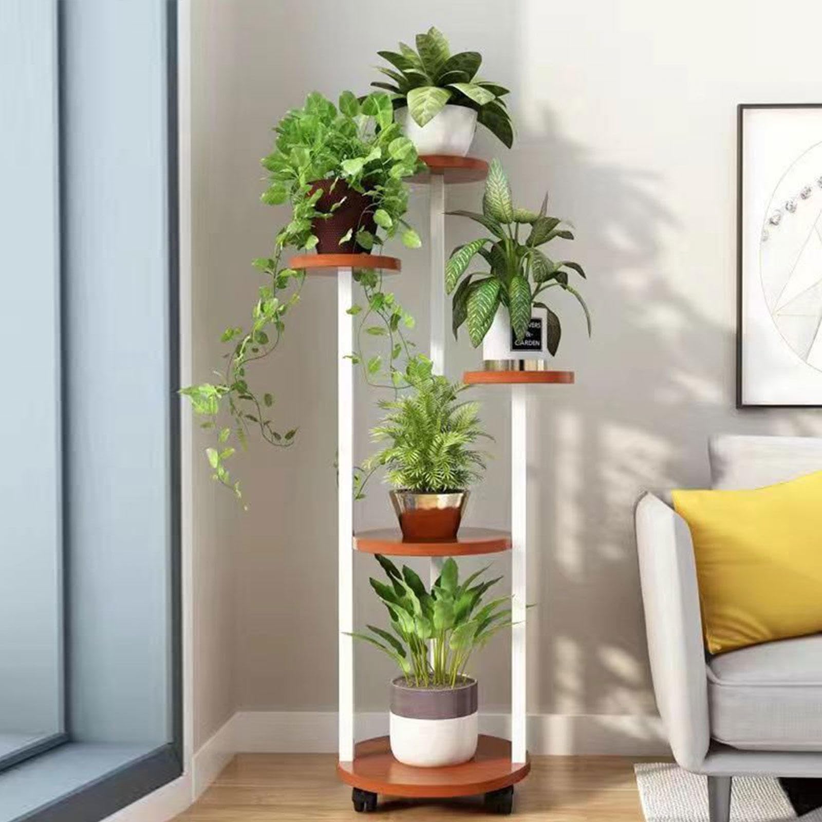 Étagère d'angle pour plantes sur roulettes pour organiser les pots encombrants