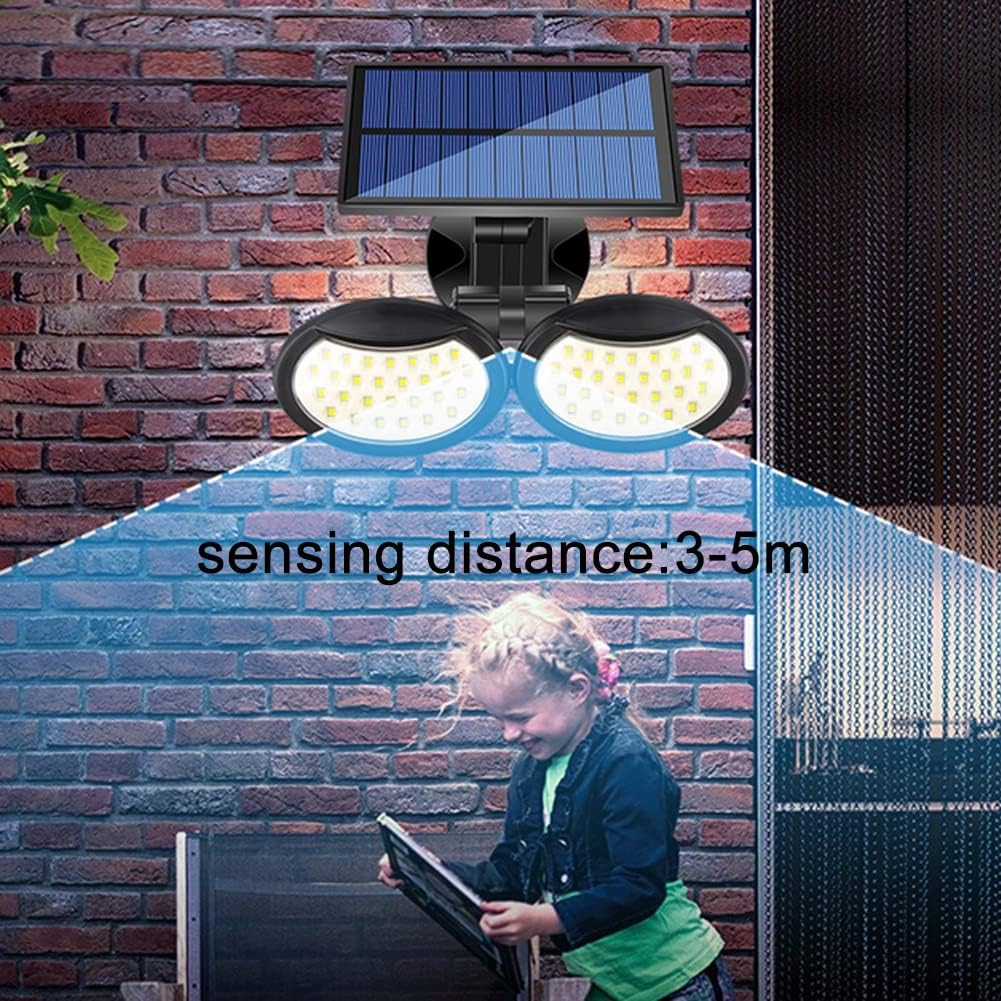 Aolyty Solar Lights Outdoor 2 Head Motion Sensor Lights 56 Bright LEDs Flood Light, 6500K Solar Powered Security Waterproof Wall Light for Garden Garage Yard Patio