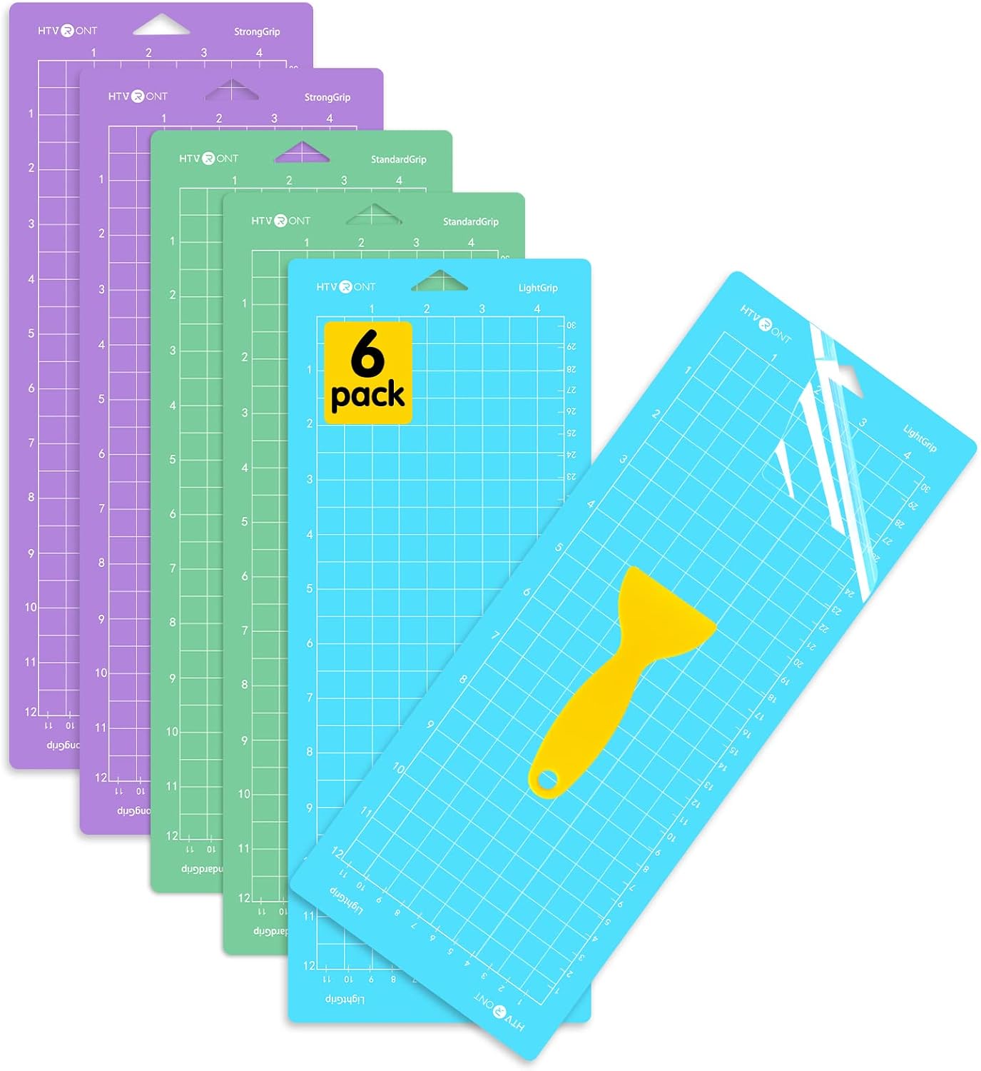 HTVRONT Cutting Mat For Cricut Joy - 6 Pack 4.5X12in (2 StandardGrip, 2 LightGrip, 2 StrongGrip) Cutting Mats, Variety Adhesive Sticky Quilting Replacement Fabric Mats Accessories for Cricut