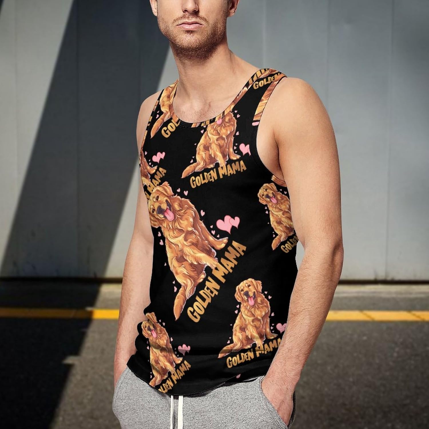 Retriever Dog Mama Men's Tank Top Sleeveless Muscle Shirts Vest Beach T Shirts for Workout Gym