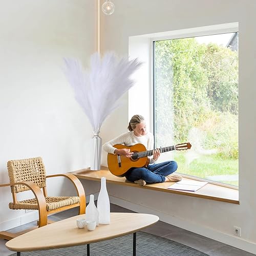 Miniatura 4 de Starryle Hierba de las pampas rosa, 3 piezas de 45 pulgadas, hierba sintética de las pampas esponjosas, ramas de hierba de las pampas falsas, ramo