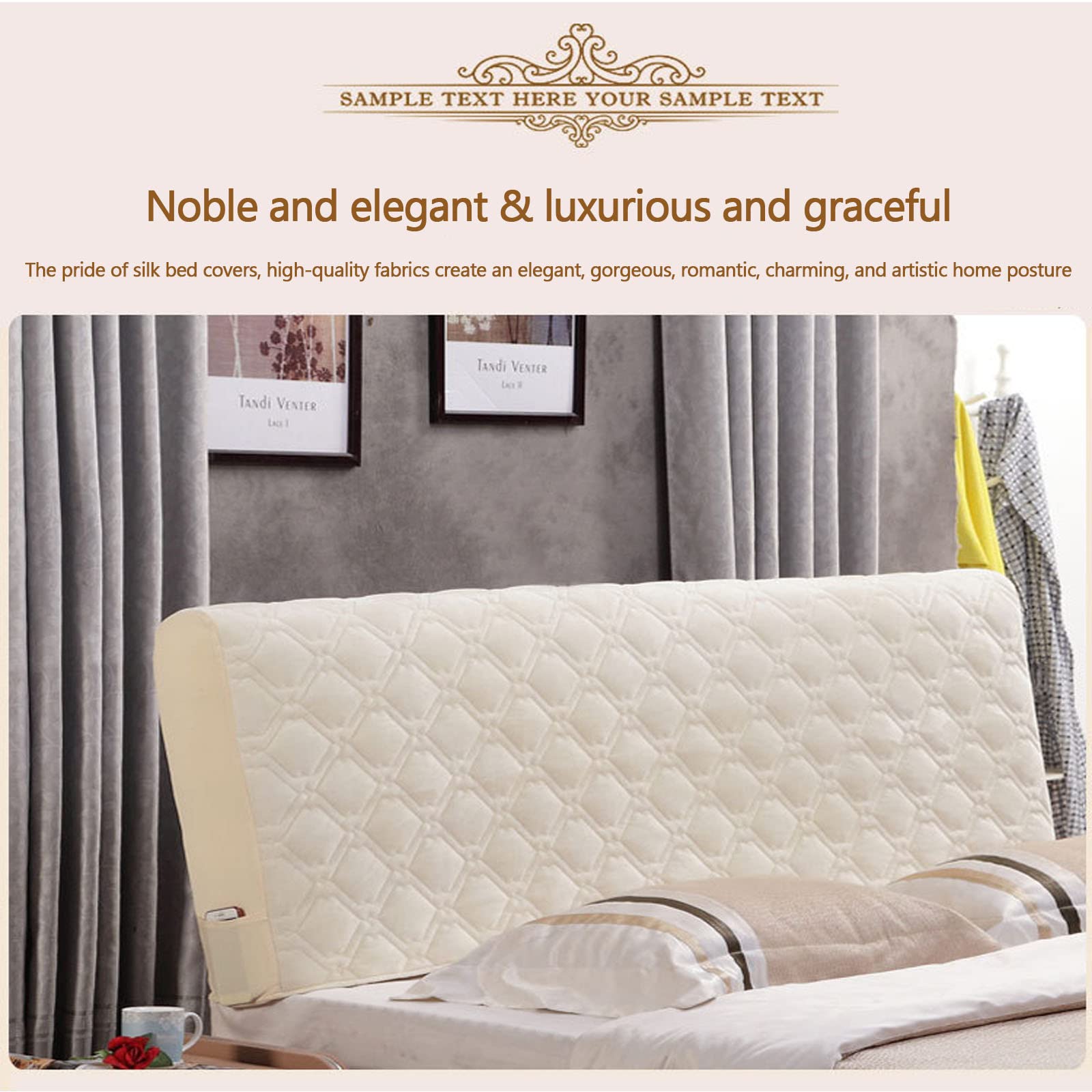 Copri Testata Letto Imbottito Elastico, Antipolvere, 160x73 Cm, Adatto Per Testate Spesse 5-40 Cm, Per Letti Matrimoniali Queen/King, Grigio