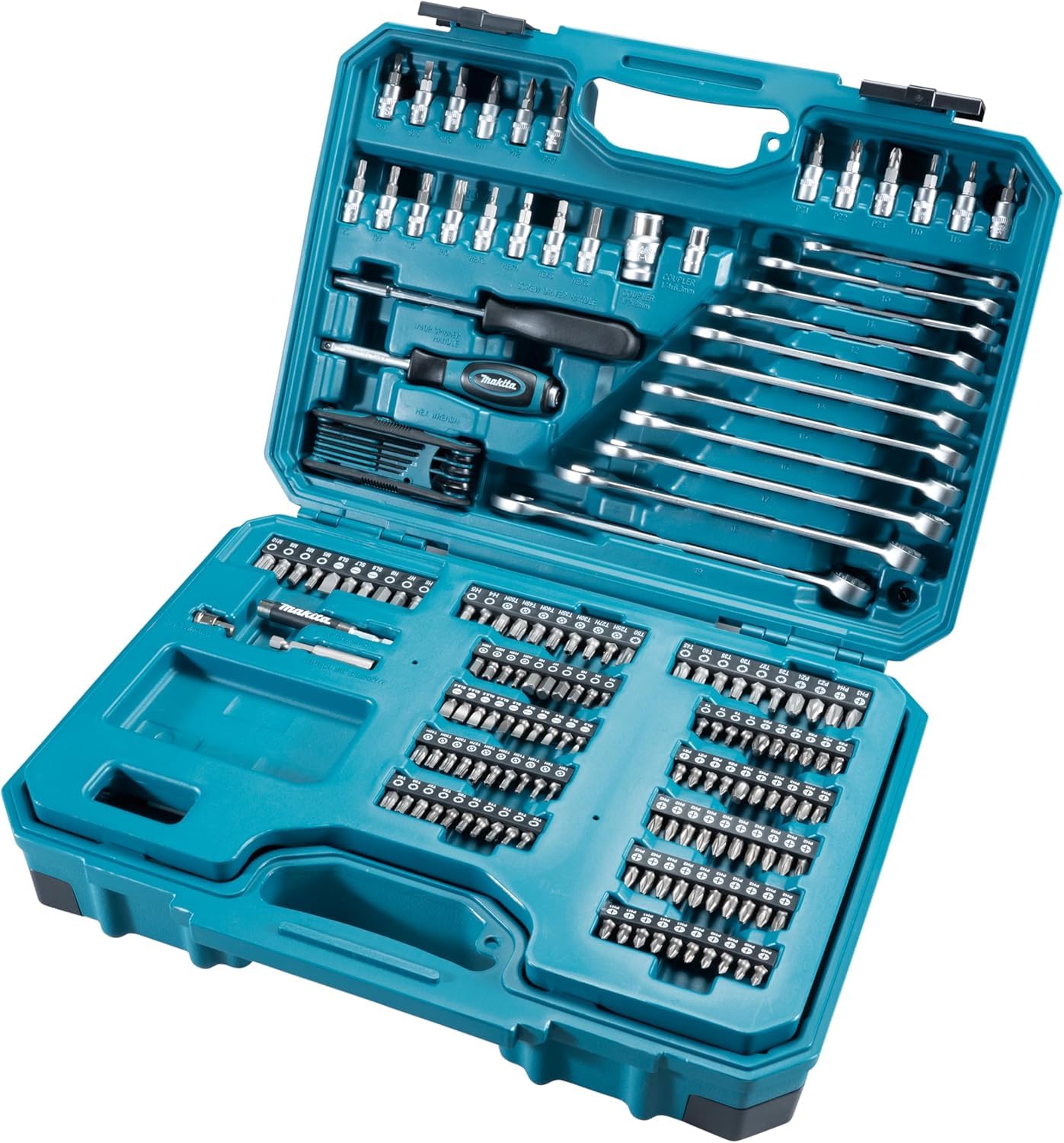 Makita Zestaw Wierteł, Czarny/Niebieski, 221 Elementów & KS Tools 917.0779 1/4"+3/8"+1/2" Zestaw Kluczy Nasadowych, 179-szt